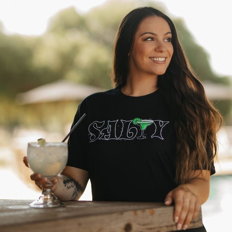 Women's Salty Boyfriend Fit T-Shirt - Black | Oversized Comfortable Cotton Tee for Casual Wear, Lounge & Street Style