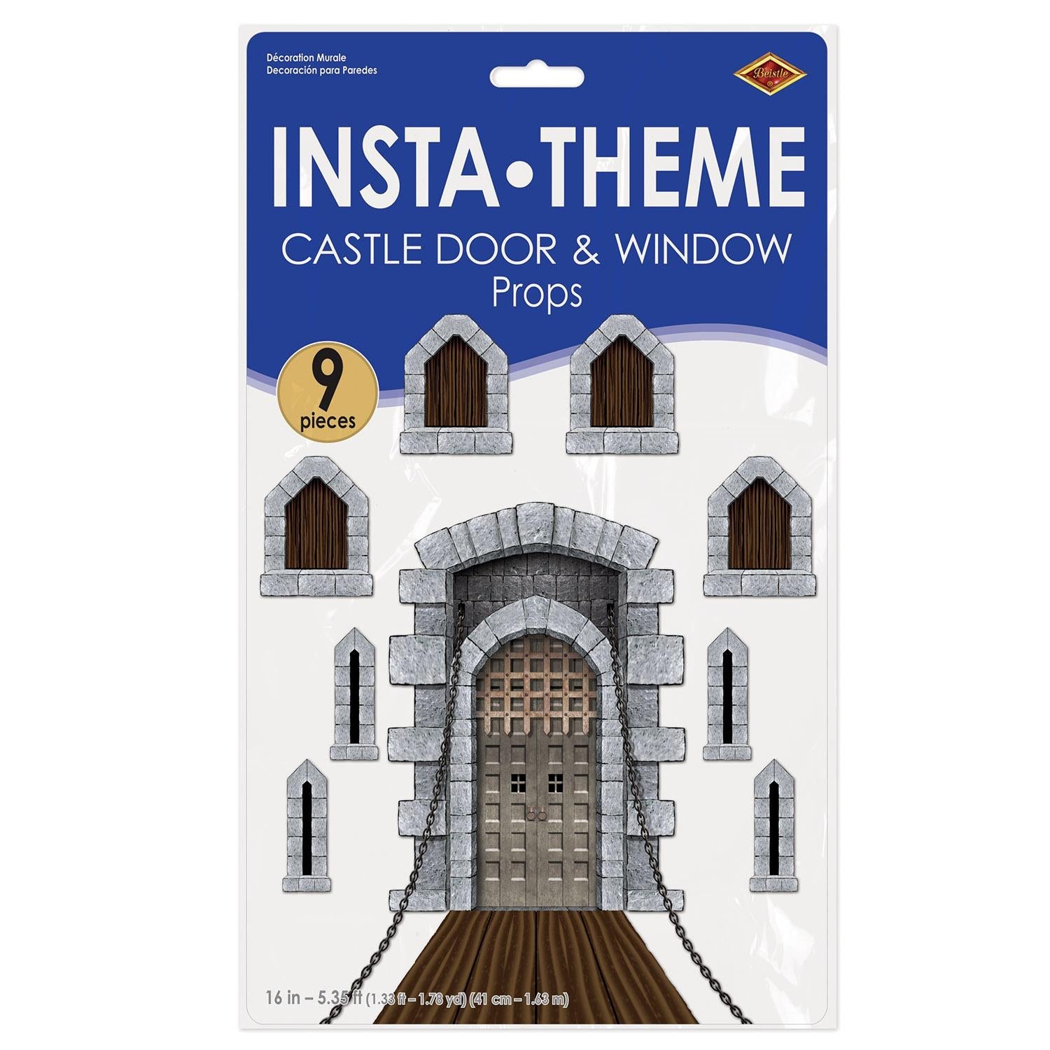 Beistle 108-Piece Castle Door and Window Party Decorations Set - Perfect for Halloween, Medieval, and Fairy Tale Themed Parties