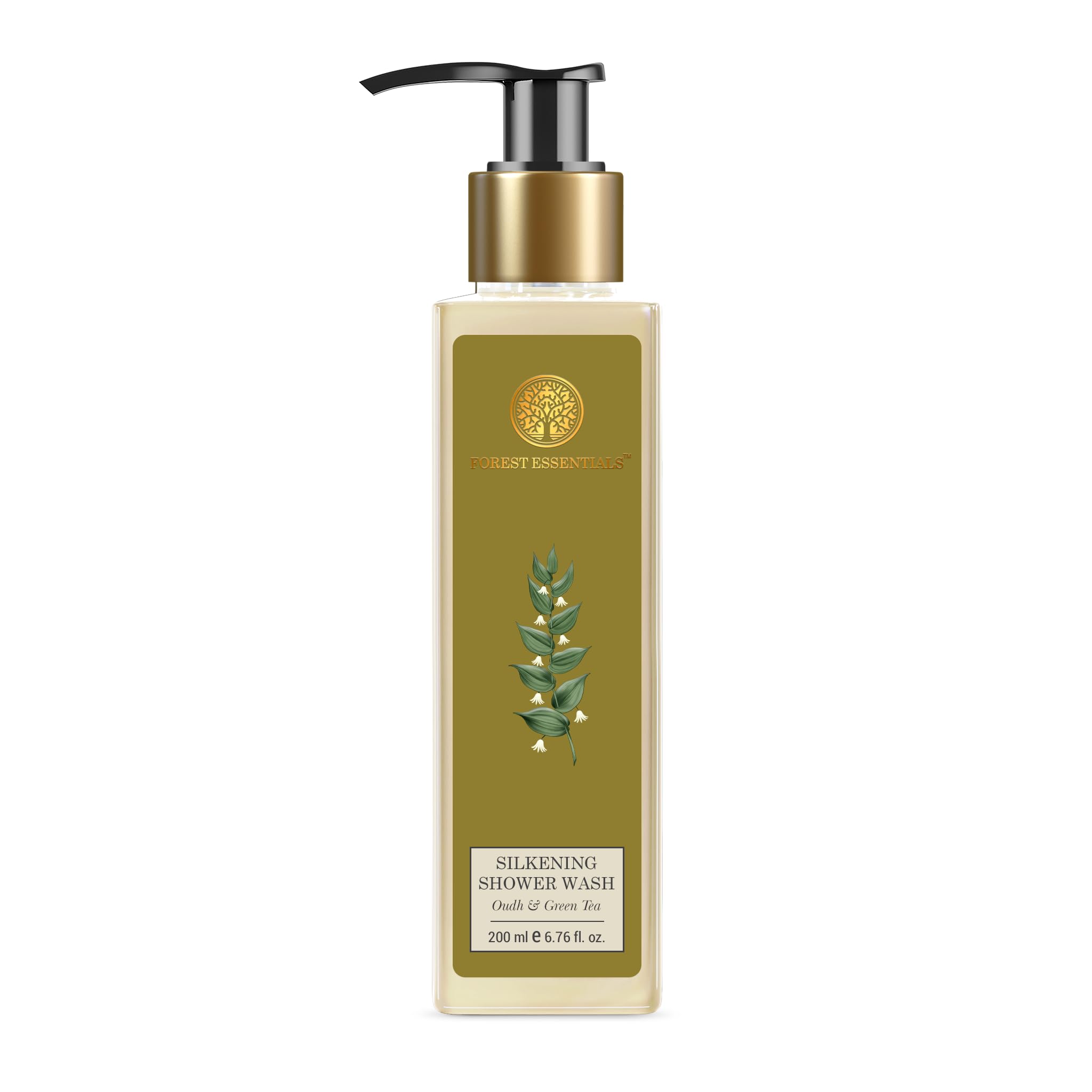 Forest Essentials Silkening Shower Wash with Oudh & Green Tea - Luxurious Body Cleanser for Soft, Smooth Skin - Perfect for Daily Shower & Spa Relaxation
