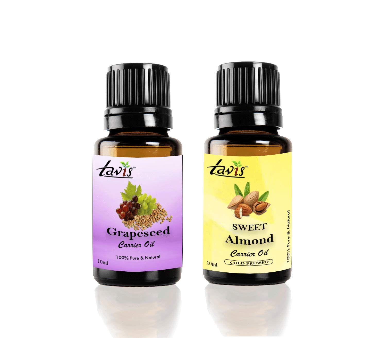 Organic Grapeseed Oil & Sweet Almond Oil for Skin & Hair - 20ml Bottle - Lightweight Moisturizer for Face, Body & DIY Beauty Recipes