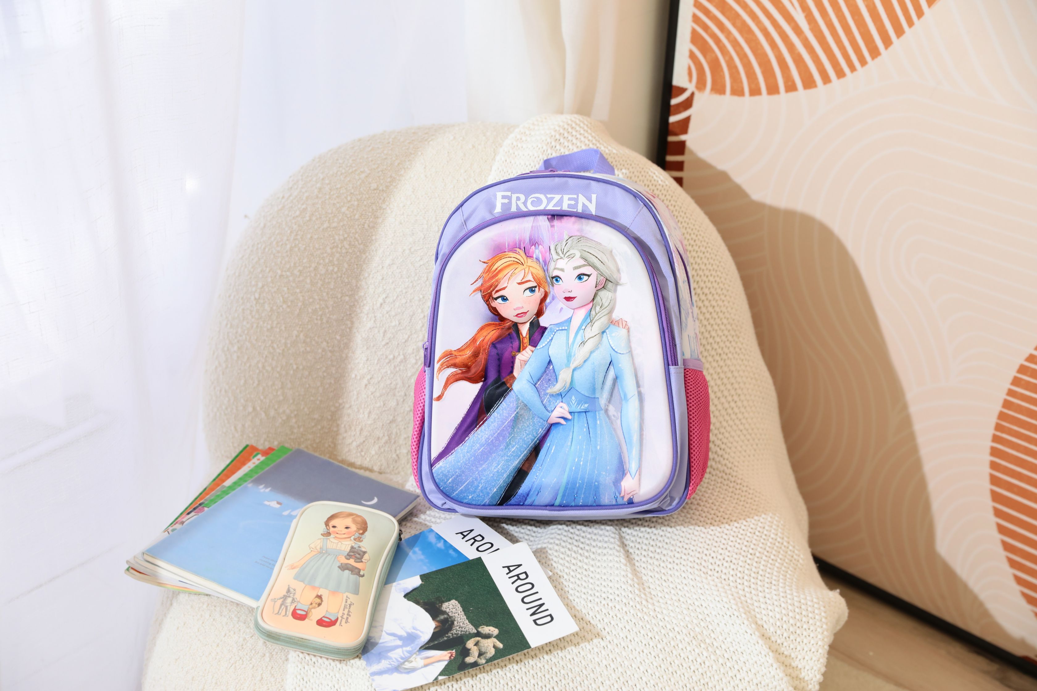 Disney Frozen DIS193 15-inch 3D Backpack for Kids - Purple School Bag with Elsa & Anna Design | Perfect for School, Travel & Disney Theme Parks