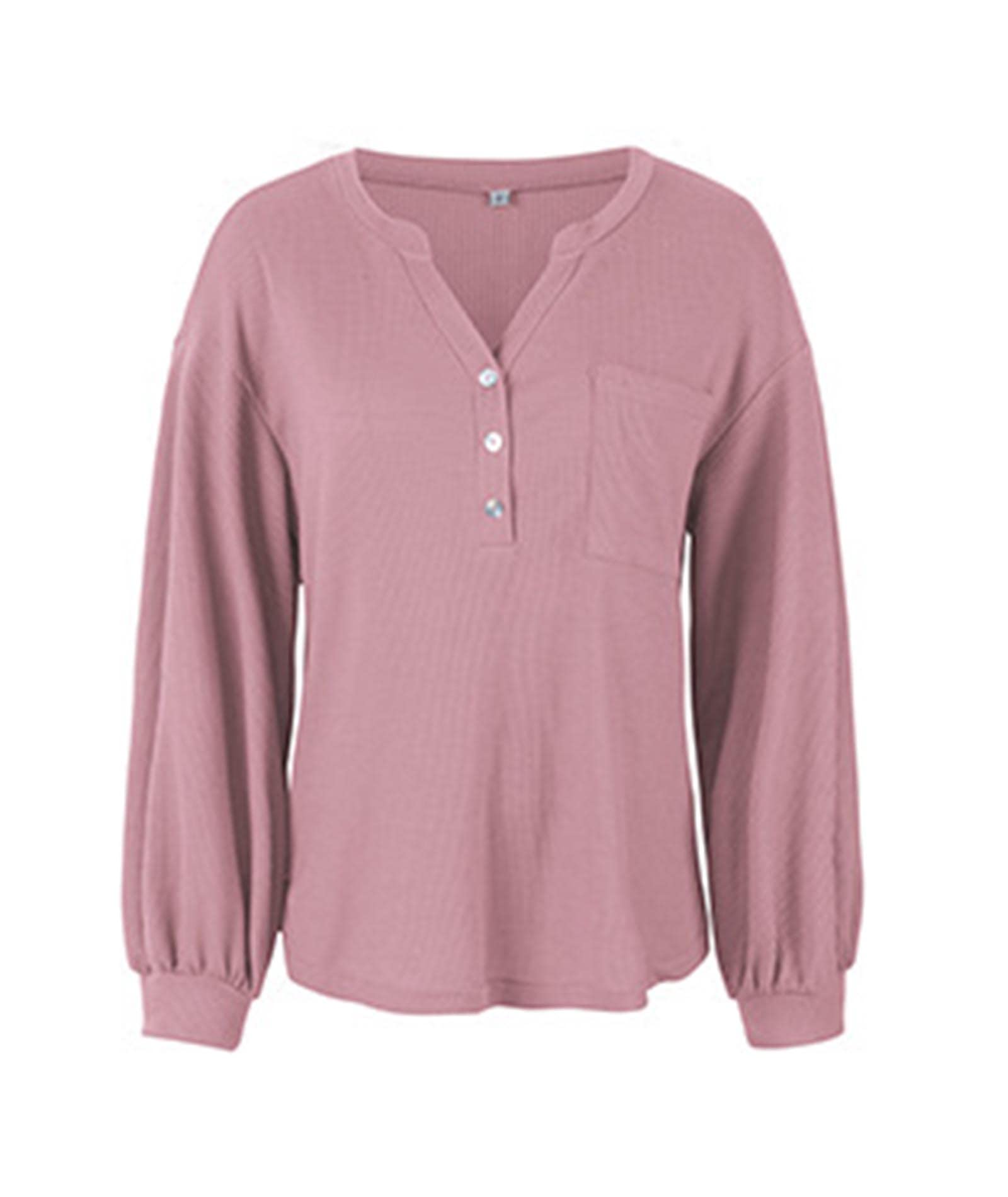 SOMTHRON Women's V-Neck Loose Knit Shirt - Casual Long Sleeve Button Down Waffle Henley Pullover Tunic Top for Women | Perfect for Work, Date Night & Weekend Outfits