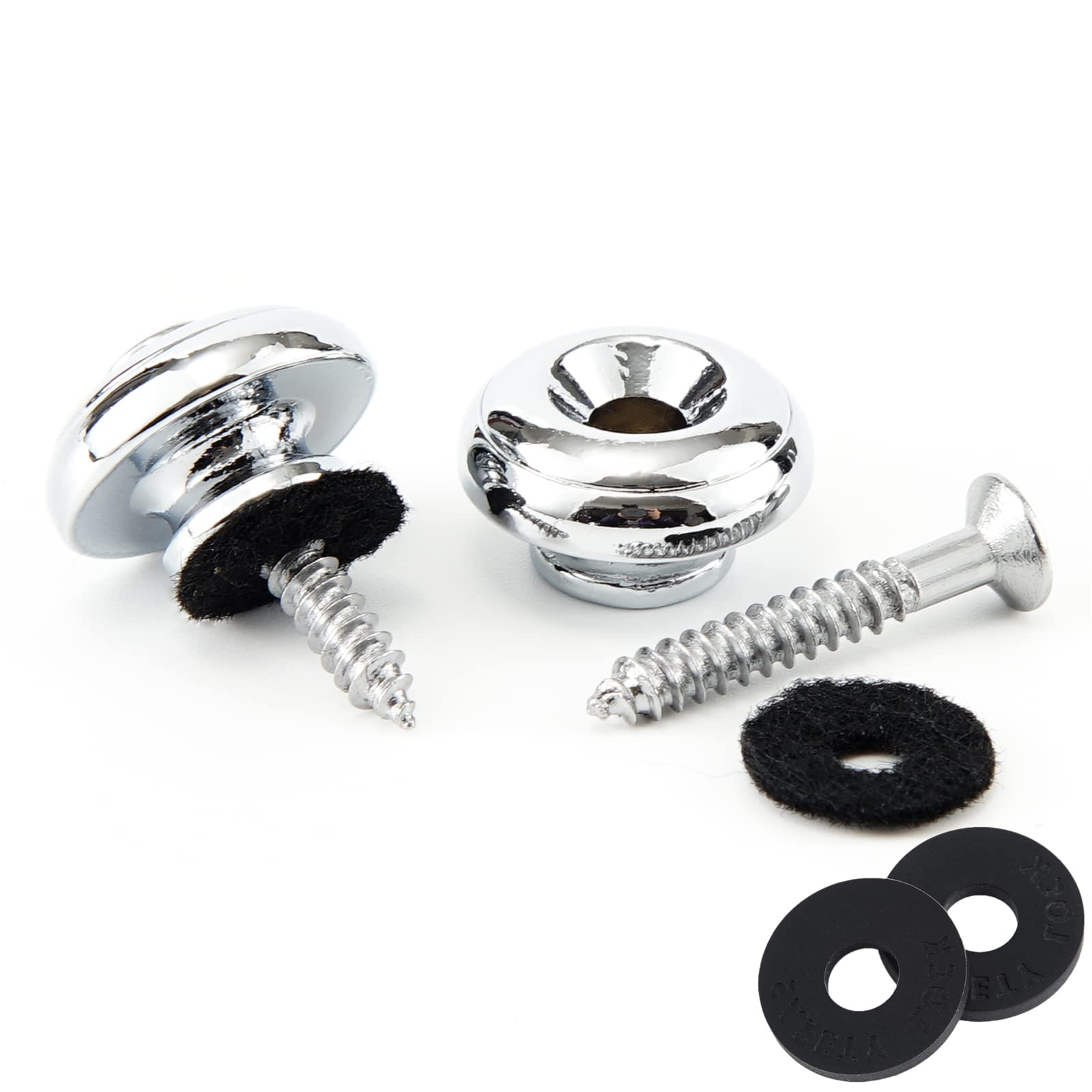 Miwayer Premium Metal Guitar Strap Locks (2-Pack) - Secure Straplock System for Acoustic, Electric Guitar, Bass & Ukulele - Chrome Silver Strap Buttons with Retainer Blocks | Perfect for Live Performances, Studio Sessions & Traveling Musicians