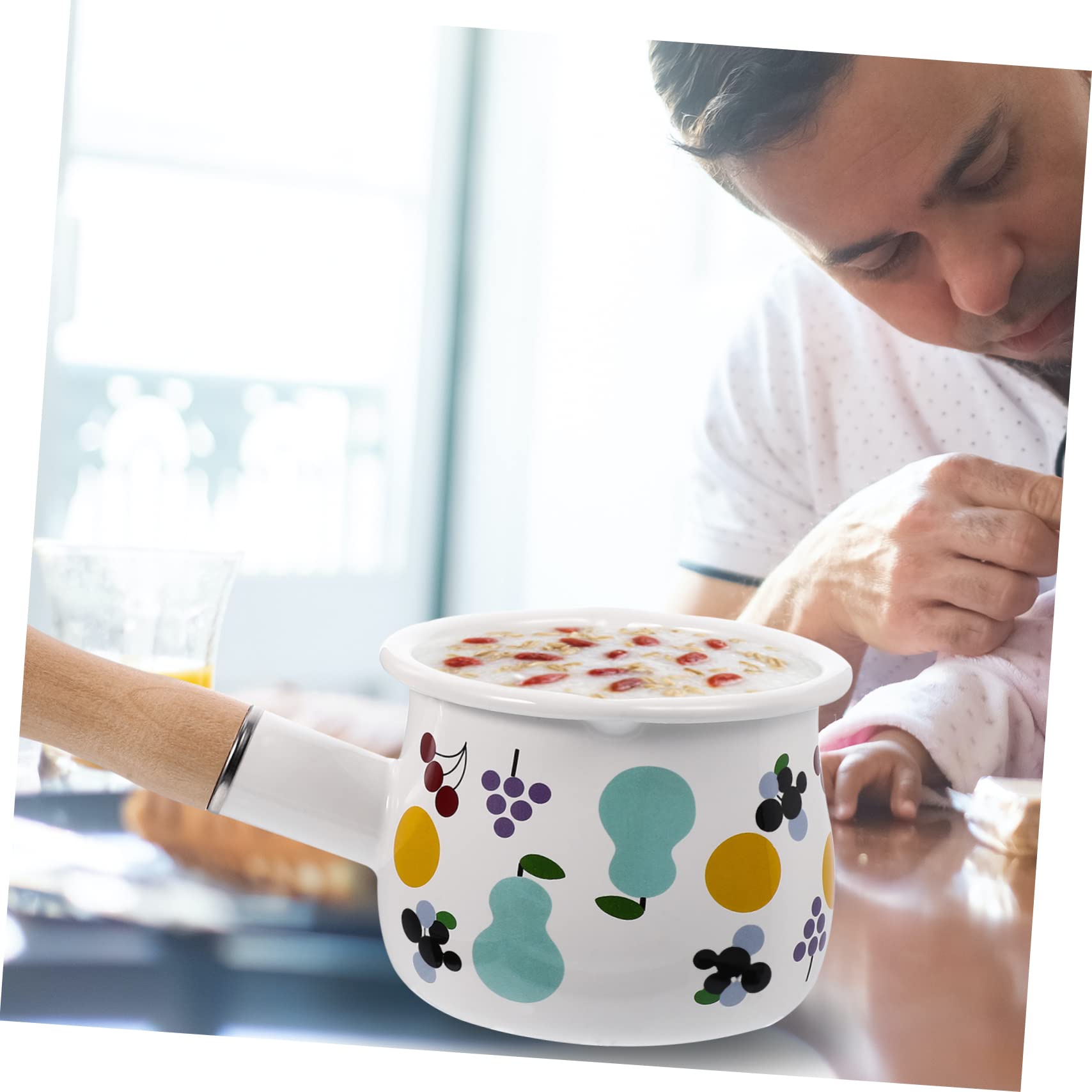 Portable Enamel Butter Warmer & Milk Pan with Handle - Perfect for Baby Food Heating, Melting Butter, and Kitchen Use | Ideal for Home, Camping, and Travel