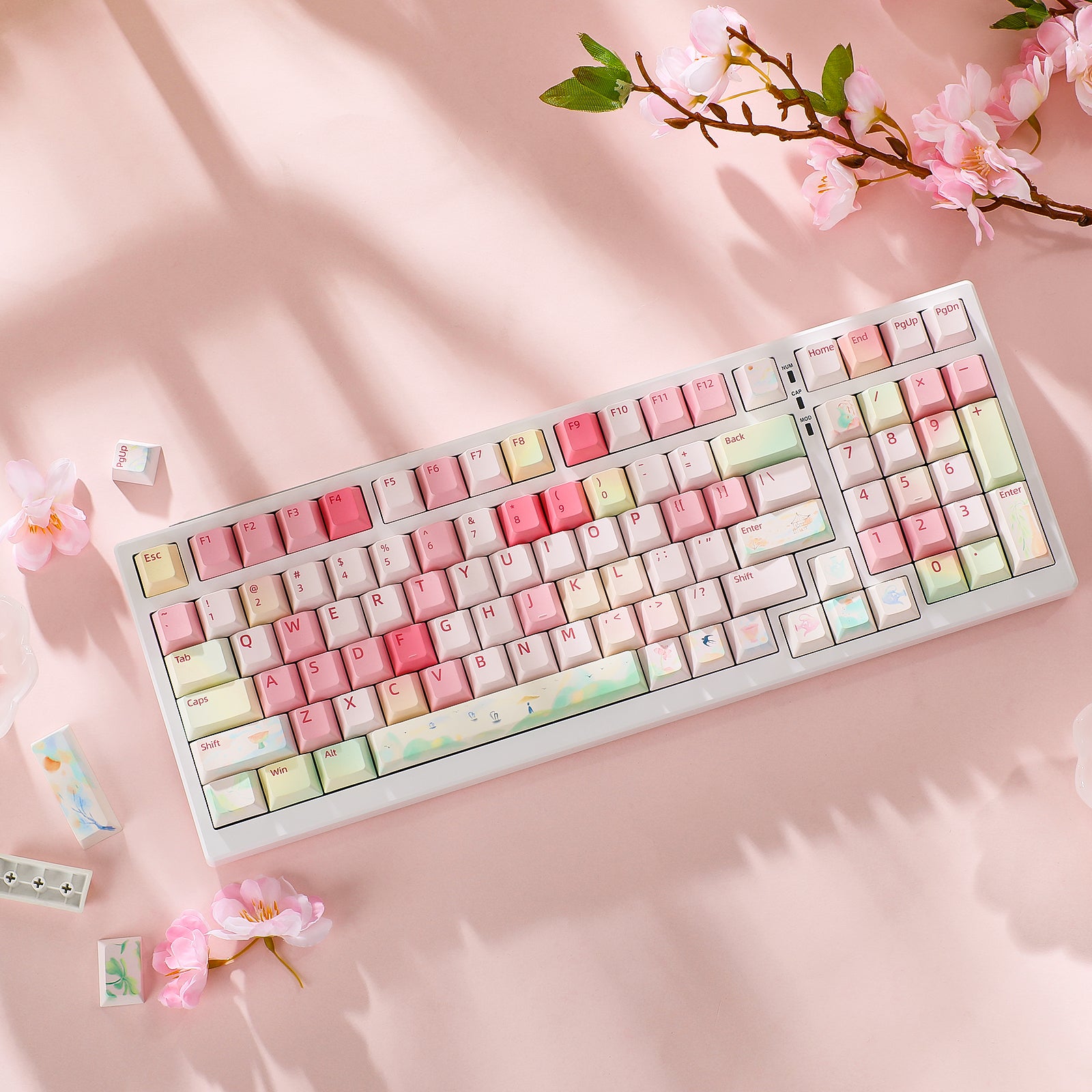 YUNZII Cherry Profile Keycap Set - 135 Keys PBT Dye-Sub Keycaps for Mechanical Keyboards, Perfect for Typing, Gaming & Office Use