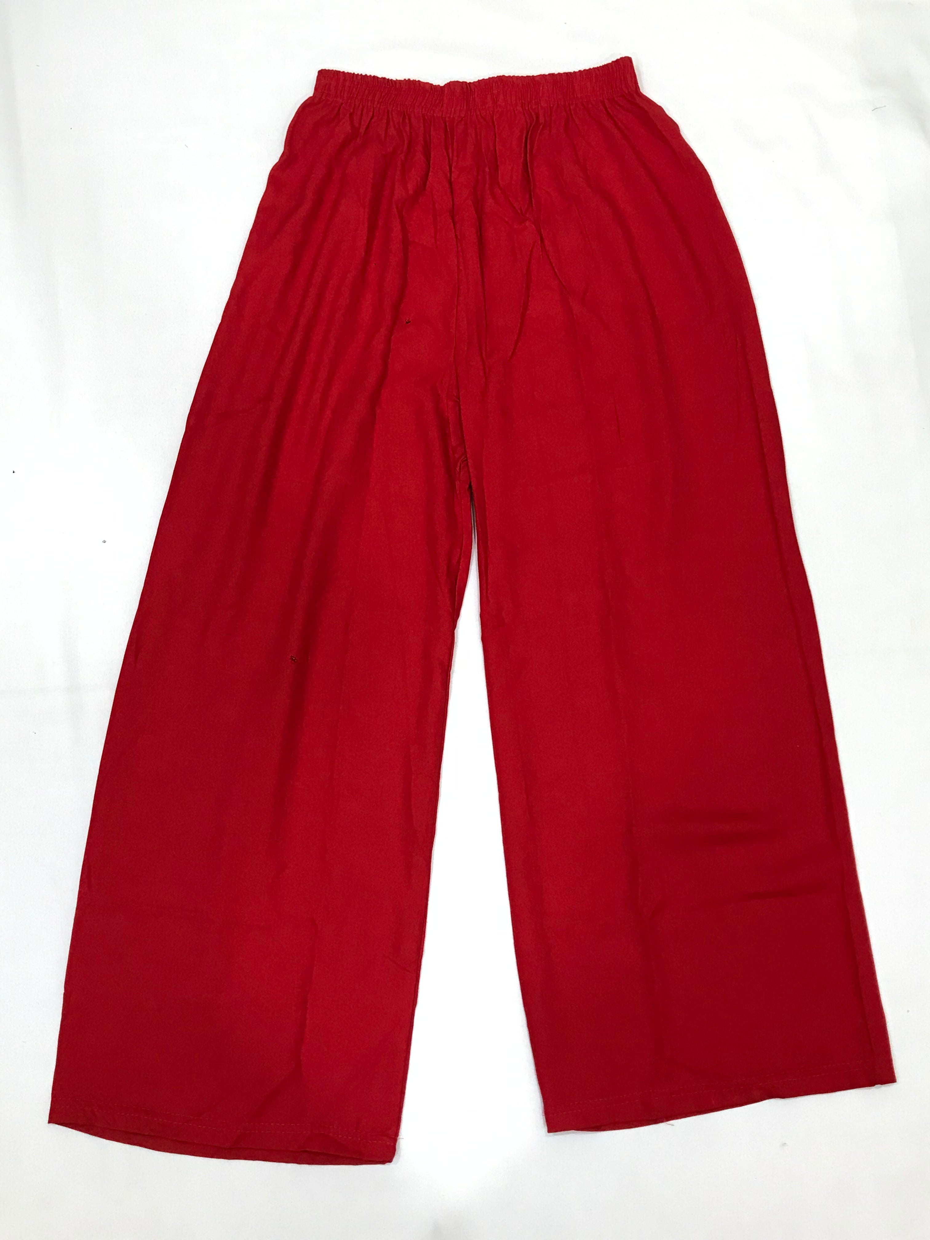 Elegant Red Cotton Blend Sequins Work Palazzo Pants for Women - Perfect for Office Wear, Parties & Special Occasions