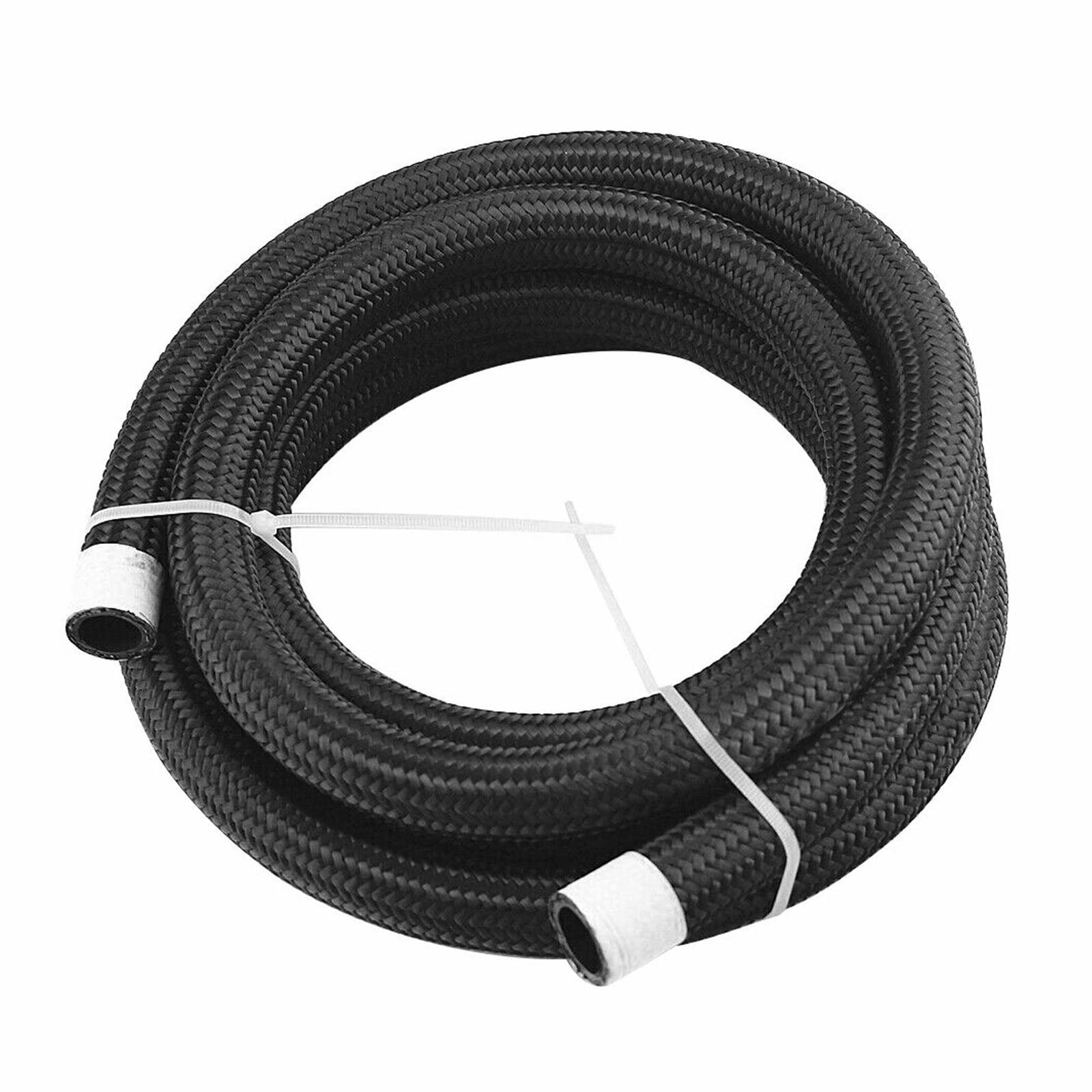 4AN 5Ft Stainless Steel Braided Fuel Hose - High Pressure Oil & Gas Line - Reinforced Nylon Cover - Black - Ideal for Automotive, Marine & Industrial Fuel Systems