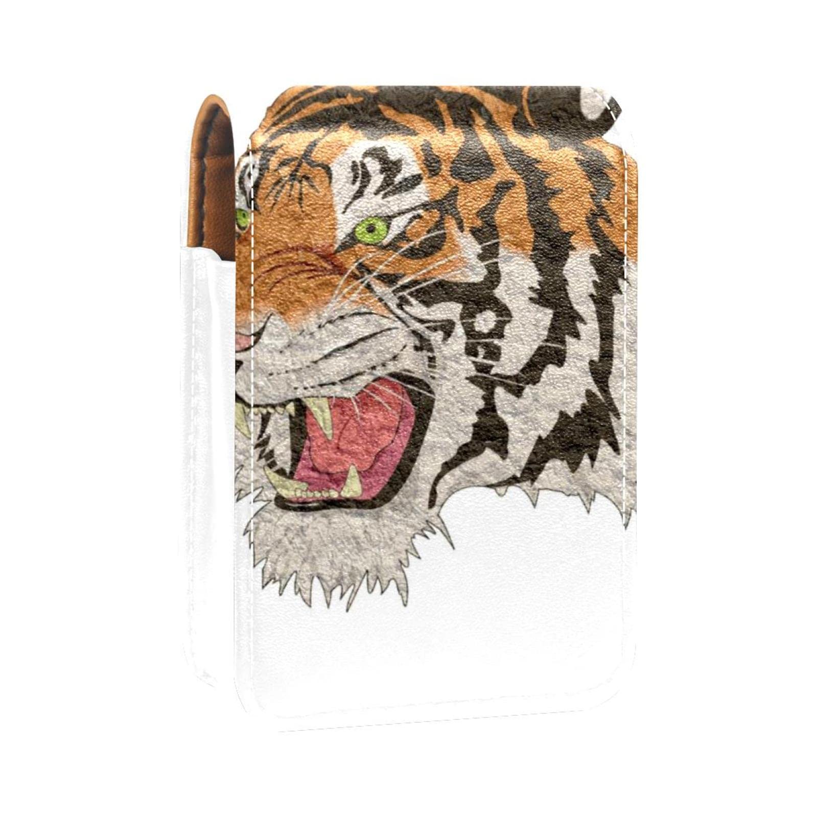 Personalized Lipstick Case - Portable Makeup Bag & Cosmetic Pouch Organizer with Tiger Art Painting Design - Perfect for Travel, Daily Use & Gift Giving