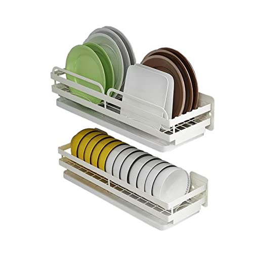 Stainless Steel Wall-Mounted Kitchen Shelf - Space Saving Dish Drainer & Plate Rack Organizer for Small Kitchens, Countertop Storage Solution - Perfect for Drying Dishes, Organizing Cookware & Saving Counter Space