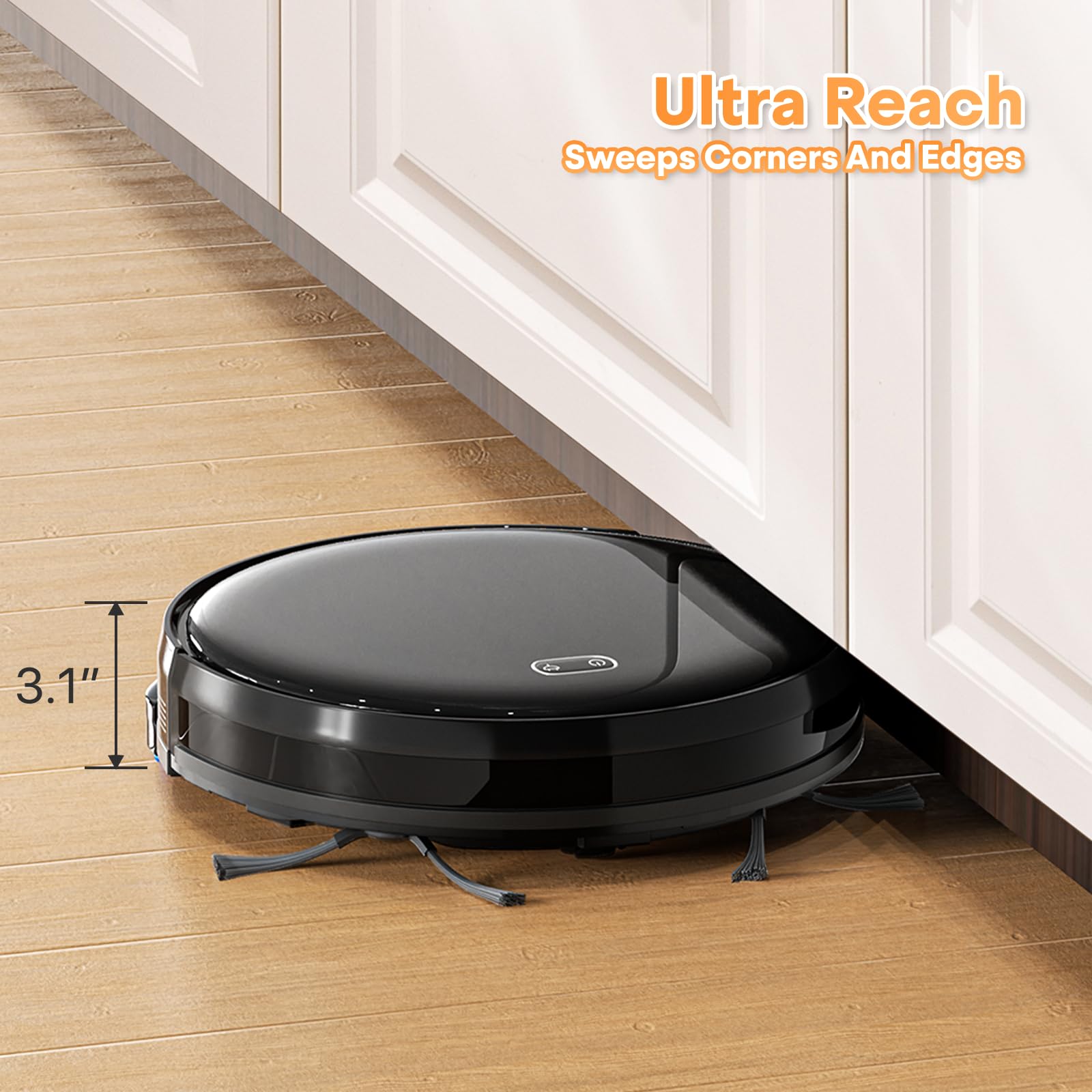 Smart Robot Vacuum Cleaner with Remote Control - 30W Self-Charging, 500ml Dustbin & 150ml Water Tank - Auto Cleaning for Hardwood Floors & Carpets - Quiet Operation with Dry Mop Function - Perfect for Pet Hair & Daily Home Cleaning