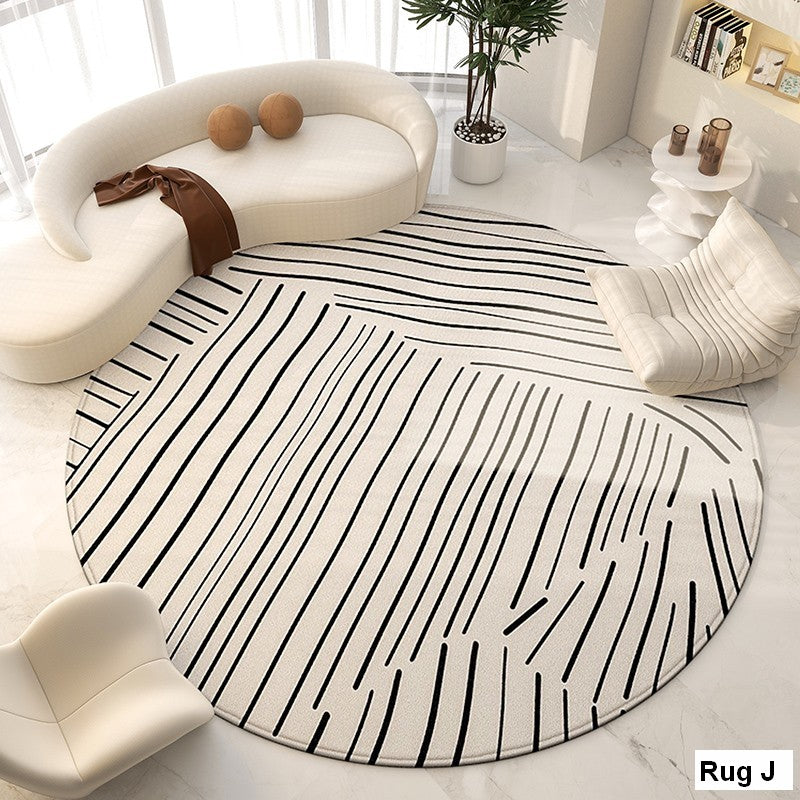 Modern Geometric Round Area Rugs - Non-Slip Circular Rug for Dining Room, Bedroom & Living Room - Boho Chic Home Decor Accent for Under Chairs, Coffee Tables & Floor Covering