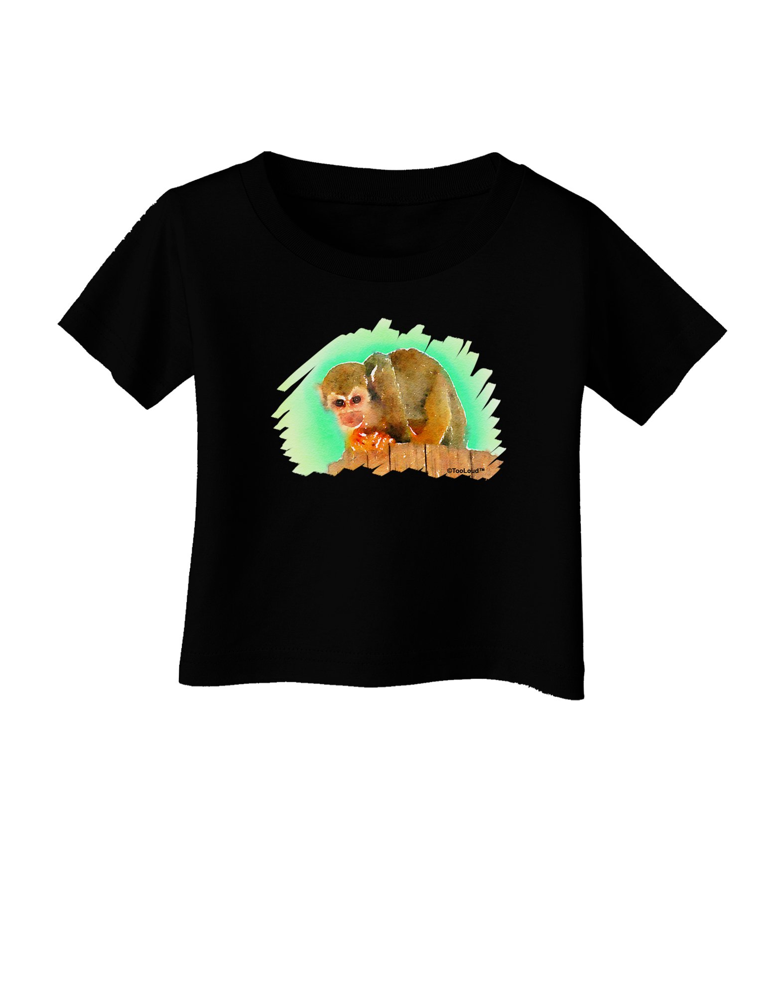 TOOLOUD Squirrel Monkey Watercolor Print Baby T-Shirt - Soft Cotton Infant Tee for Boys & Girls - Perfect for Playdates, Daycare & Family Photos