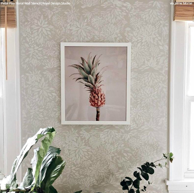 Petal Play Floral Damask Wall Stencil - DIY Home Decor, Reusable Painting Template for Bedroom, Nursery & Living Room Accent Walls