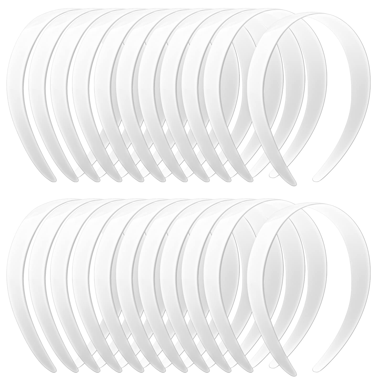 24 Pcs White Plastic Headbands - 1 Inch Wide No Teeth Plain Hair Bands for Women & Girls | DIY Hair Accessories for School, Work, Wedding & Everyday Use