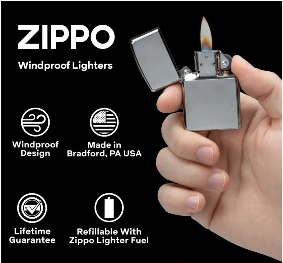 Zippo Lighter - Wolf Design Windproof Lighter Fire Wolf #Z6000 for Outdoor Camping, Hiking & Survival Gear