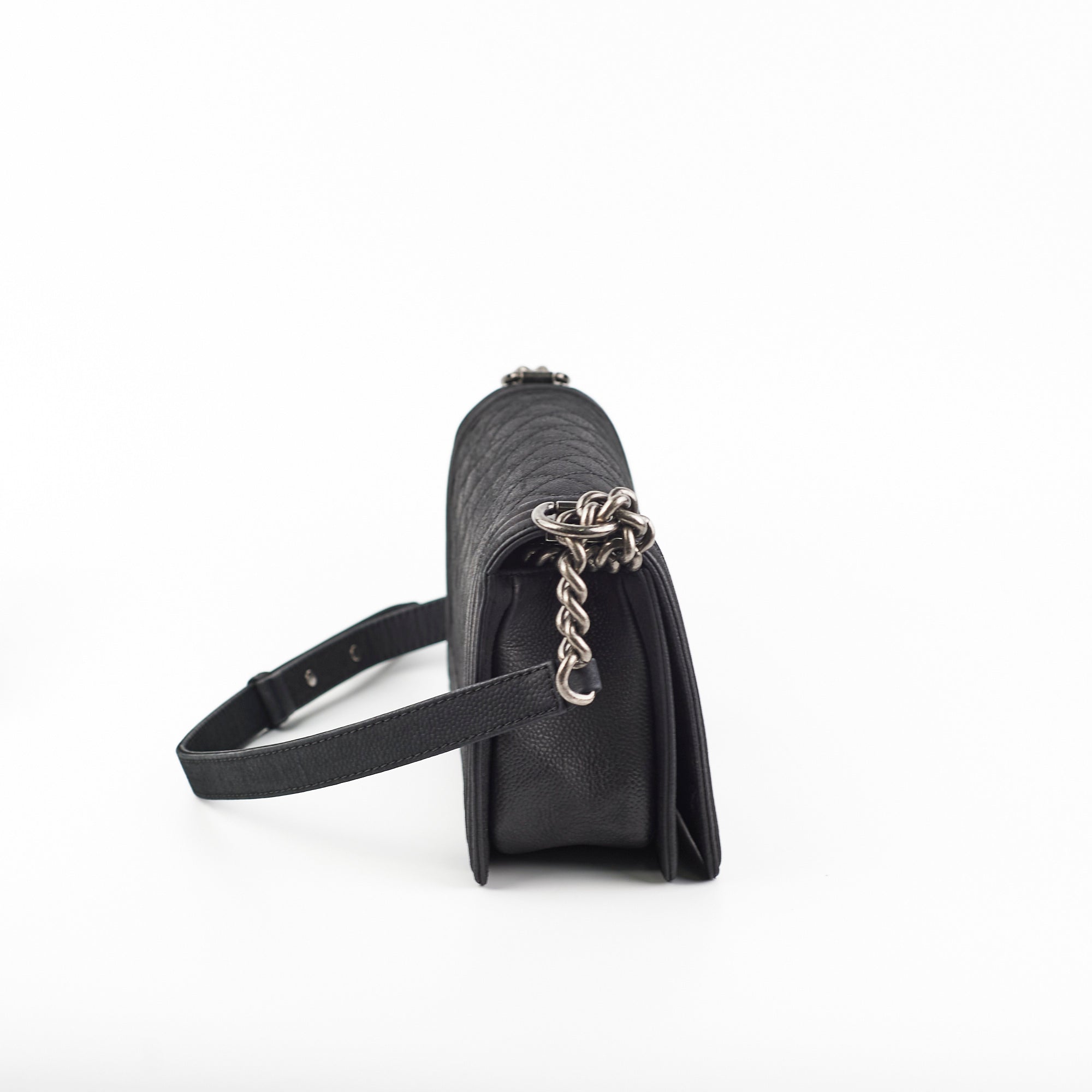 Chanel Old Medium Boy Bag Black Caviar Leather - Luxury Designer Handbag for Women, Perfect for Parties, Work & Everyday Use