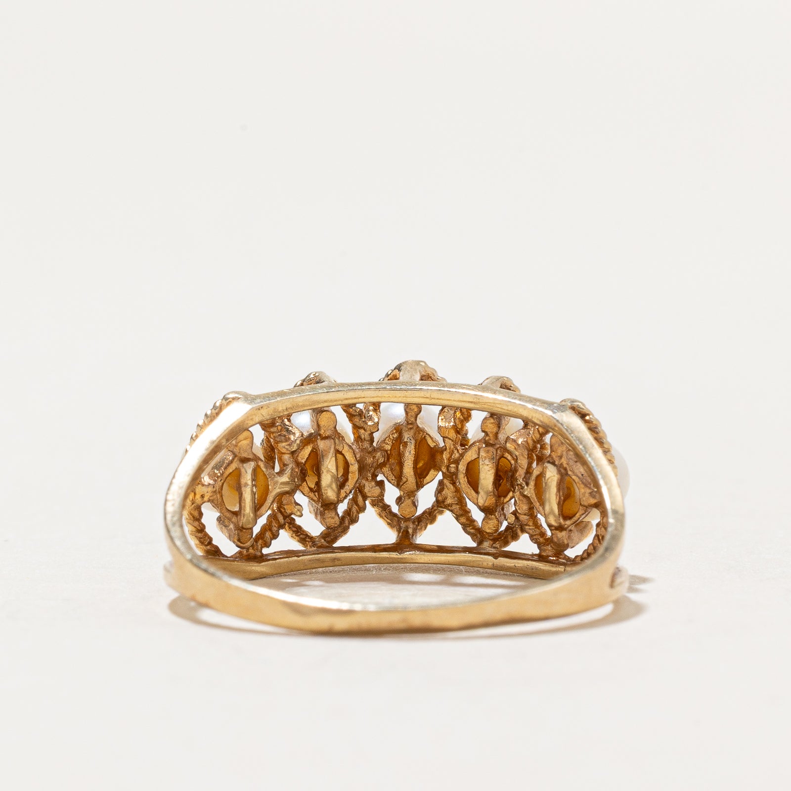 Five Stone Pearl Ring - Size 7.25 | Elegant Pearl Jewelry for Women, Perfect for Weddings, Anniversaries & Special Occasions