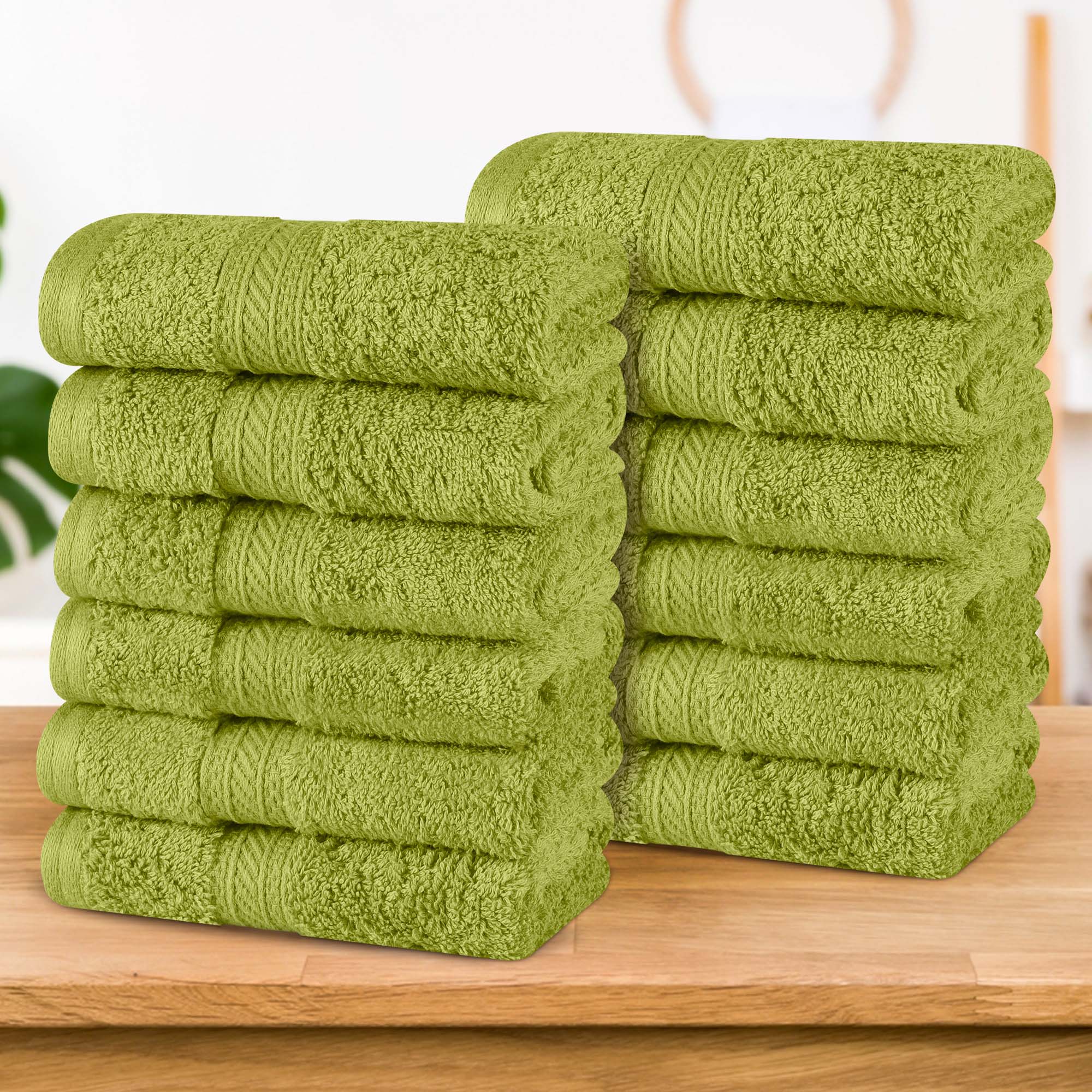 Premium Atlas Cotton Plush Heavyweight Luxury Face Towels & Washcloths - 12-Piece Set for Spa, Bathroom, and Gentle Skincare Routine