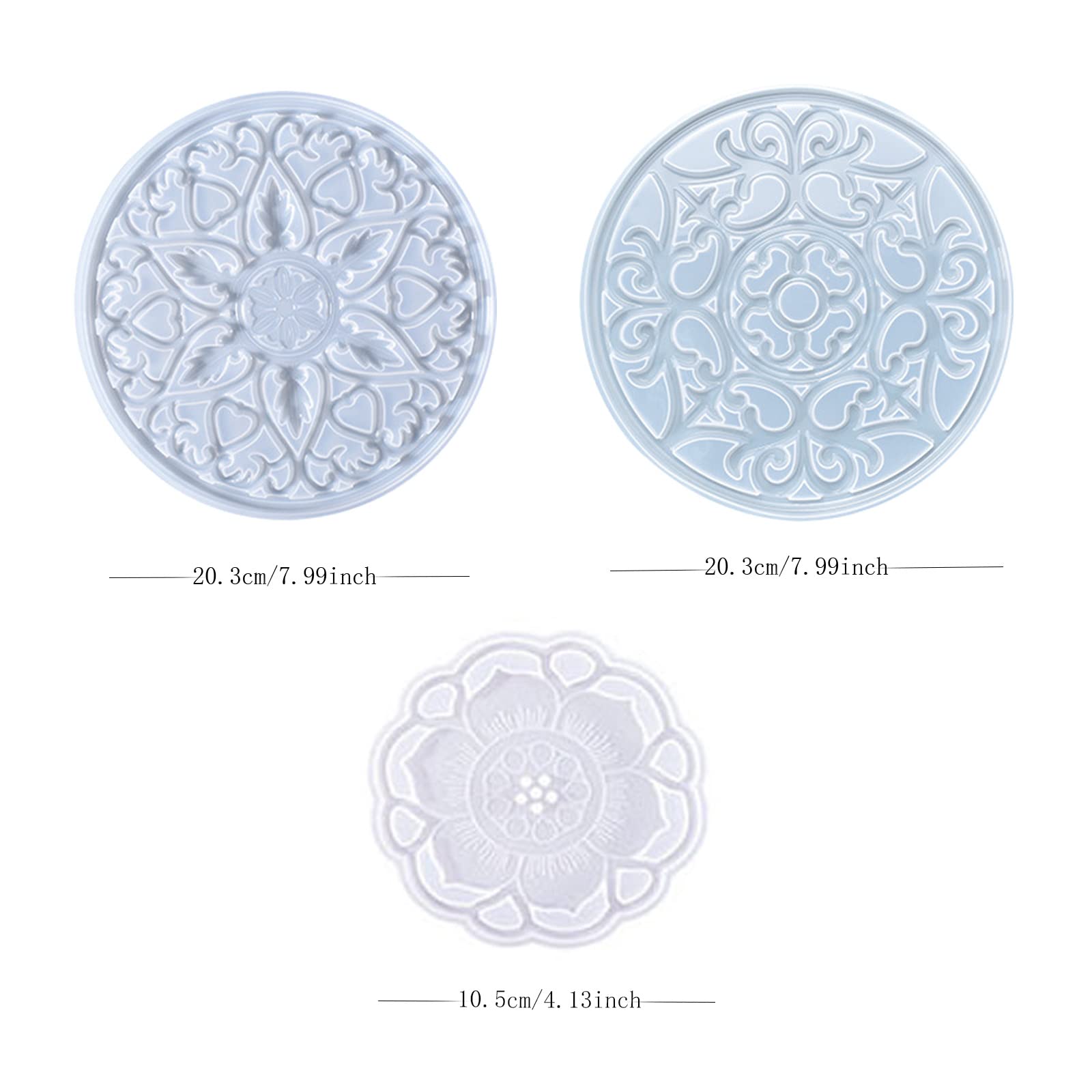 3PCS Large Silicone Mandala Resin Coaster Molds for DIY Epoxy Geode Casting - Perfect for Making Unique Cup Coasters, Wind Chimes & Home Decor Gifts