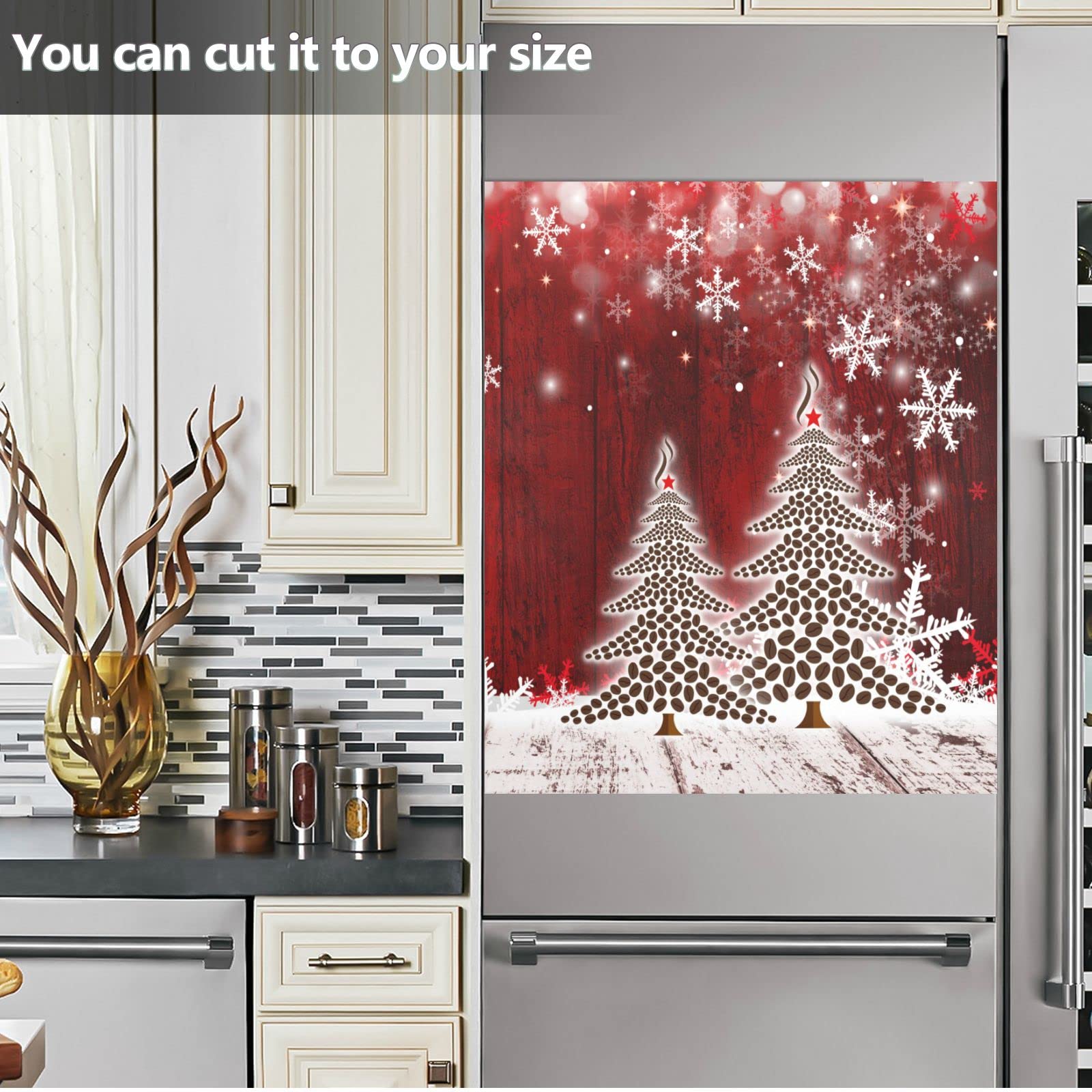 Winter Fir Trees Magnetic Dishwasher Cover 23x26 Inch - Snowy Christmas Refrigerator Decal Panel for Kitchen Appliances | Holiday Home Decor for Dishwasher & Fridge