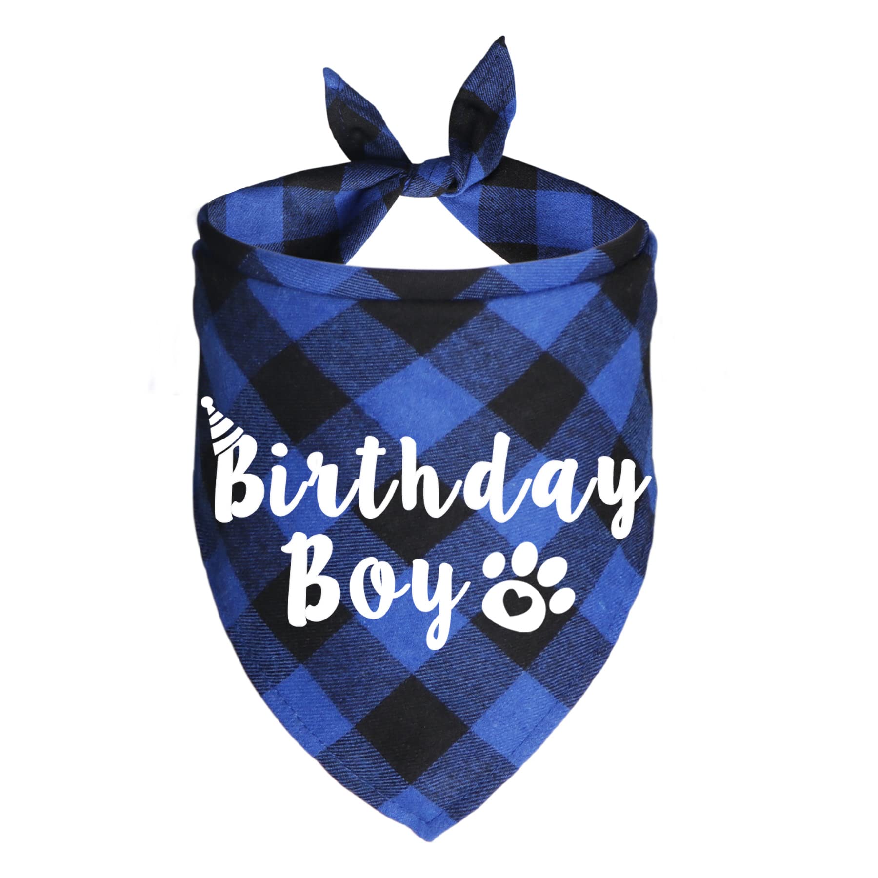 JOTFA Plaid Dog Birthday Bandana - Blue Pet Bandana for Birthday Party, Dog Accessories & Celebration Outfit - Perfect for Dog Birthday Parties, Photo Shoots & Special Occasions