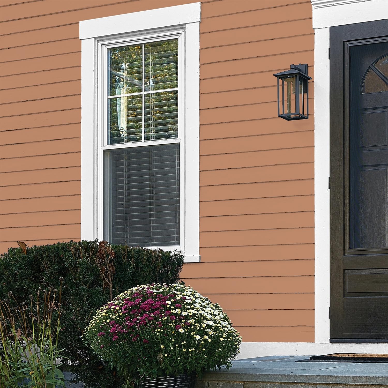 Glidden Exterior Paint and Primer in One - Brown/Honey Graham, Flat Finish, 5-Gallon Bucket | One-Coat Coverage for Long-Lasting Protection | Perfect for House Siding, Fences, and Outdoor Wood Surfaces