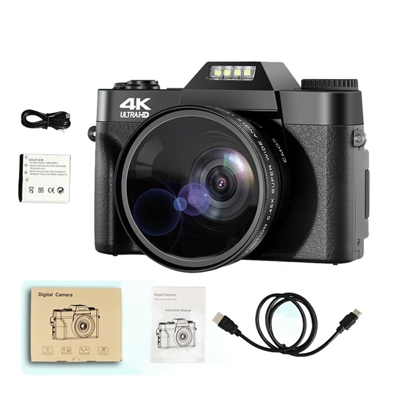 4K Digital Camera 48MP Vlogging Camera with Auto Focus & 16X Zoom - 60FPS Video Recording, Wide-Angle Lens - Perfect for YouTube, Travel, and Family Moments