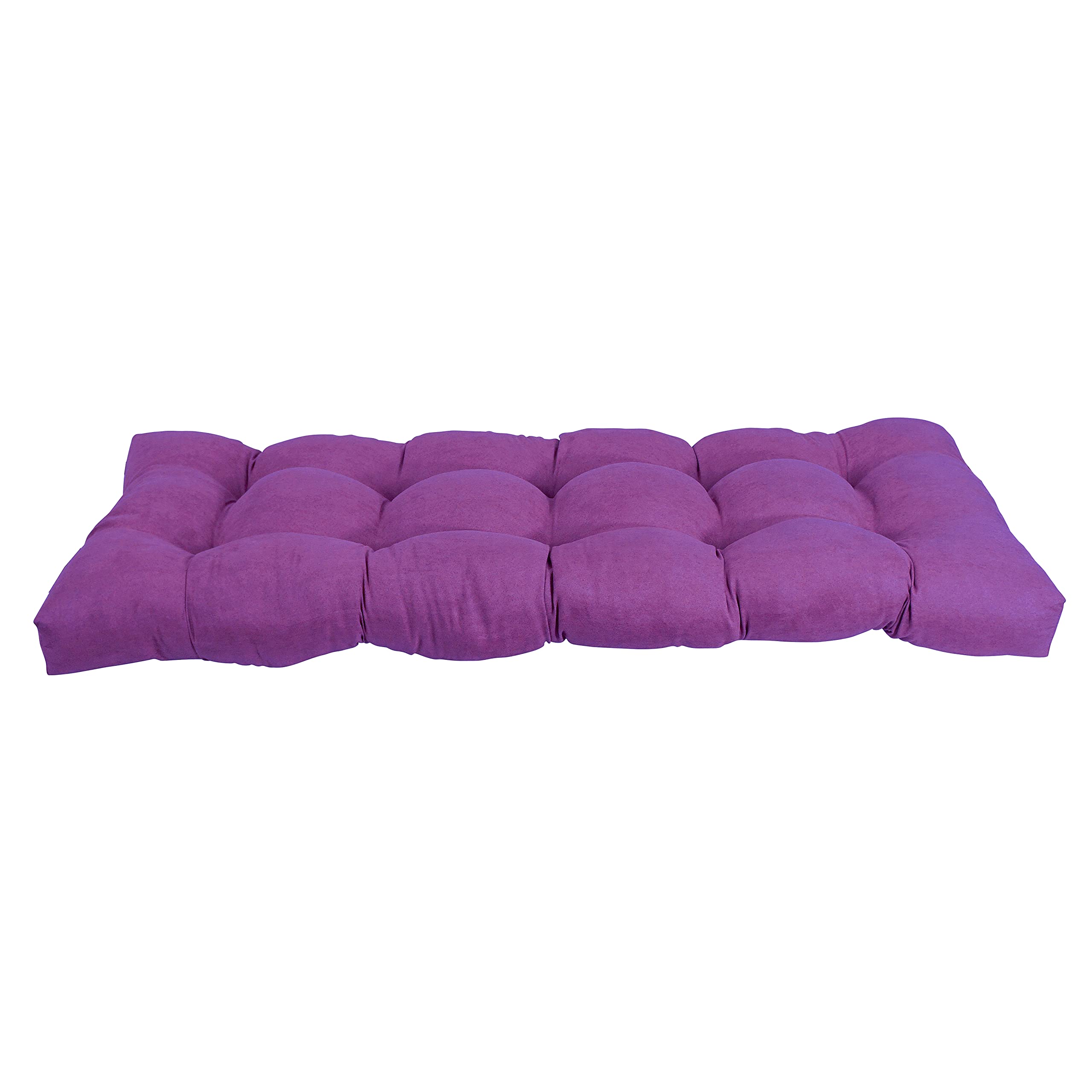 Blazing Needles Microsuede Tufted Bench Cushion 51x19 Inches - Ultra Violet Purple - Soft Durable Seat Pad for Entryway, Bedroom, Living Room & Outdoor Furniture