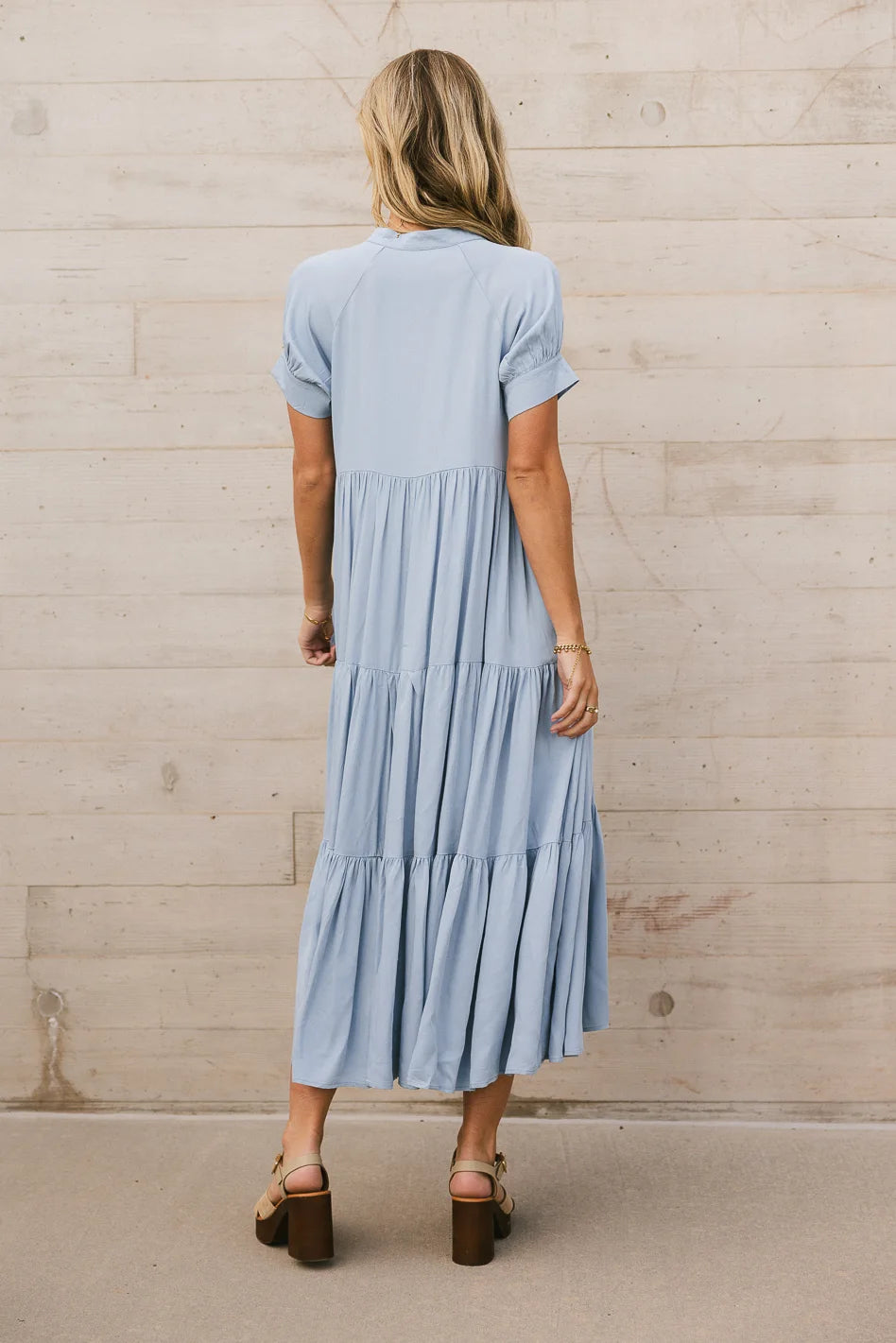 Amanda Blue Tiered Maxi Dress for Women - Elegant Flowy Summer Dress for Beach, Wedding & Party | Final Sale