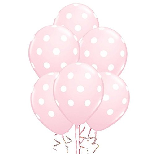 Premium 11in Pearlized Baby Pink Polka Dot Balloons with White Dots - Pack of 100 | Perfect for Baby Showers, Birthday Parties & Wedding Decorations