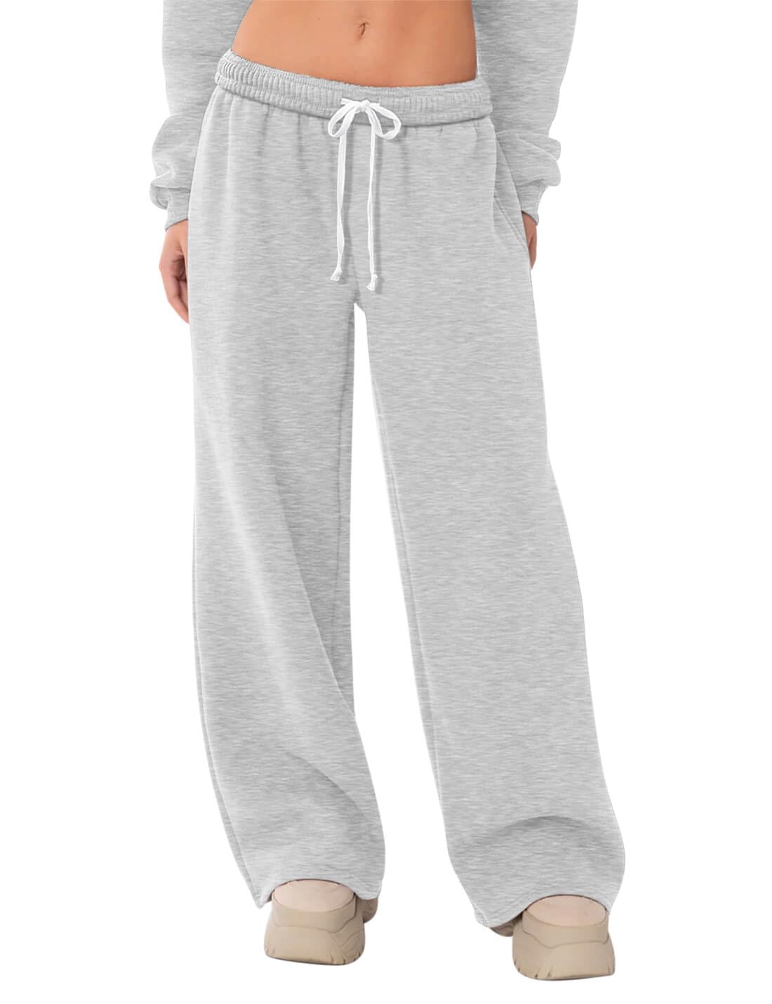HeSaYep Women's Fleece Lined Sweatpants - Wide Leg Thermal Winter Warm Baggy Joggers with Pockets for Women - Cozy Lounge Pants for Home, Workout & Outdoor Activities
