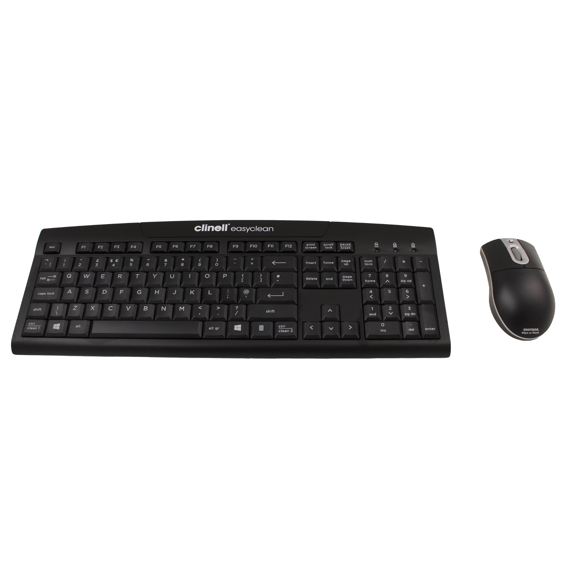 Clinell Medical Keyboard & Unotron Mouse Washable Bundle - Hygienic Computer Accessories for Hospitals, Clinics, and Clean Office Environments