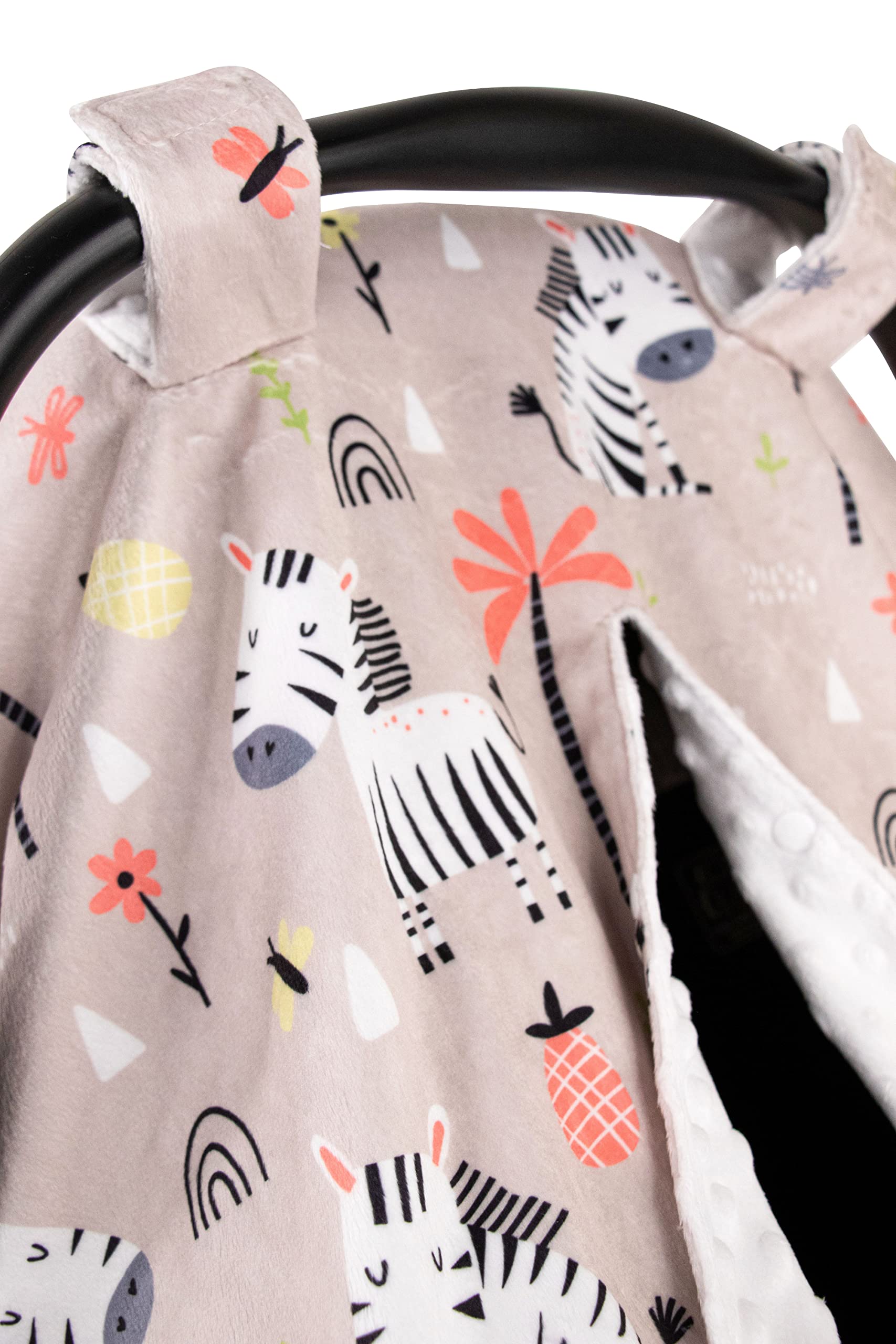 Top Tots Deluxe Minky Baby Car Seat Cover - Soft Tan Zebra Print, 40