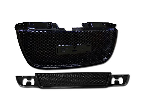 R&L Racing Black Round Hole Mesh Upper Grille with Low Front Hood - Compatible with 2007-2012 GMC Yukon Denali | Replacement Grille for Enhanced Style & Airflow | Perfect for Off-Road & Custom Car Upgrades