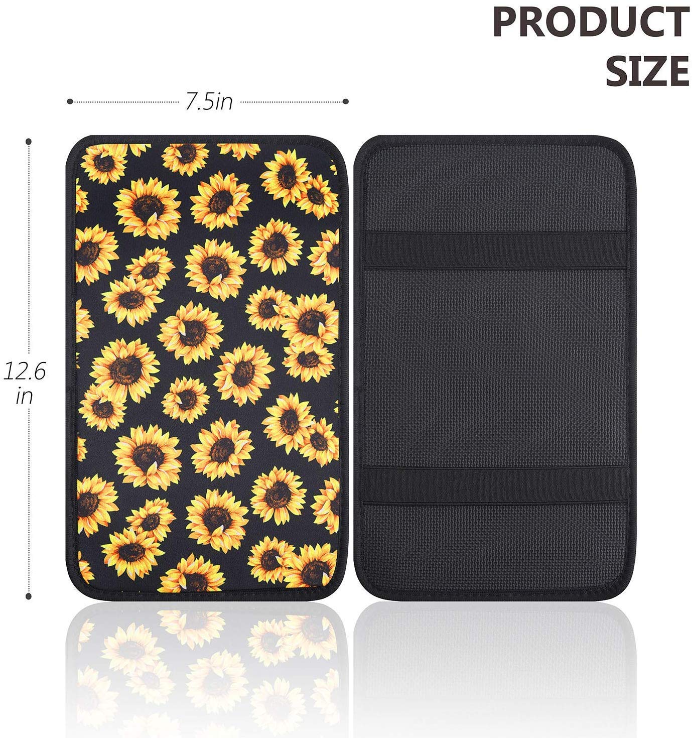 JoyLamoria Waterproof Sunflower Print Universal Car Center Console Armrest Cover - Soft Cushion Pad Protector for Sedan, SUV, Truck - Perfect for Road Trips & Daily Commute