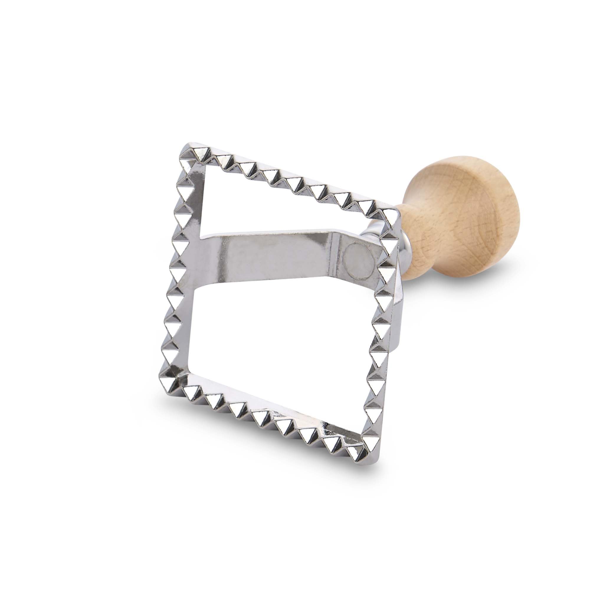 Fantes Ravioli Maker Stamp Set - 2.75-Inch Square Pasta Cutter with Wooden Handle & Fluted Edge | Authentic Italian Market Original Since 1906 | Perfect for Homemade Pasta, Dumplings & Italian Cooking