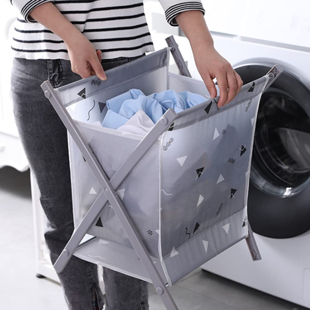 Foldable Storage Bins - Collapsible Square & Triangle Organizer Baskets for Closet, Drawer, Pantry | Waterproof Fabric | Blue, Pink, Gray | Space Saving Home Storage Solution | Perfect for Bedroom, Bathroom & Kids Room Organization