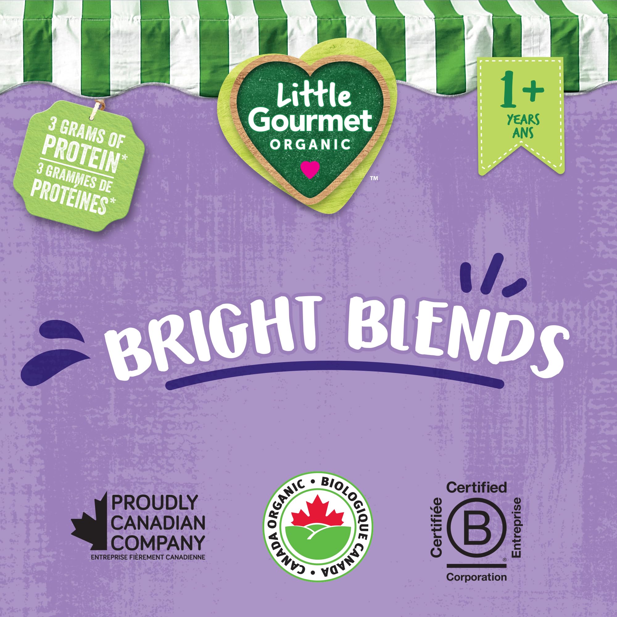 Little Gourmet Organic Bright Blends Baby Food Pouches - Banana Blueberry Strawberry Guava - No Added Sugar, Non-GMO, Gluten-Free, Vegan (12 Pack, 4oz/113ml) | Healthy Snack for Babies & Toddlers | Perfect for On-the-Go, Daycare & Travel