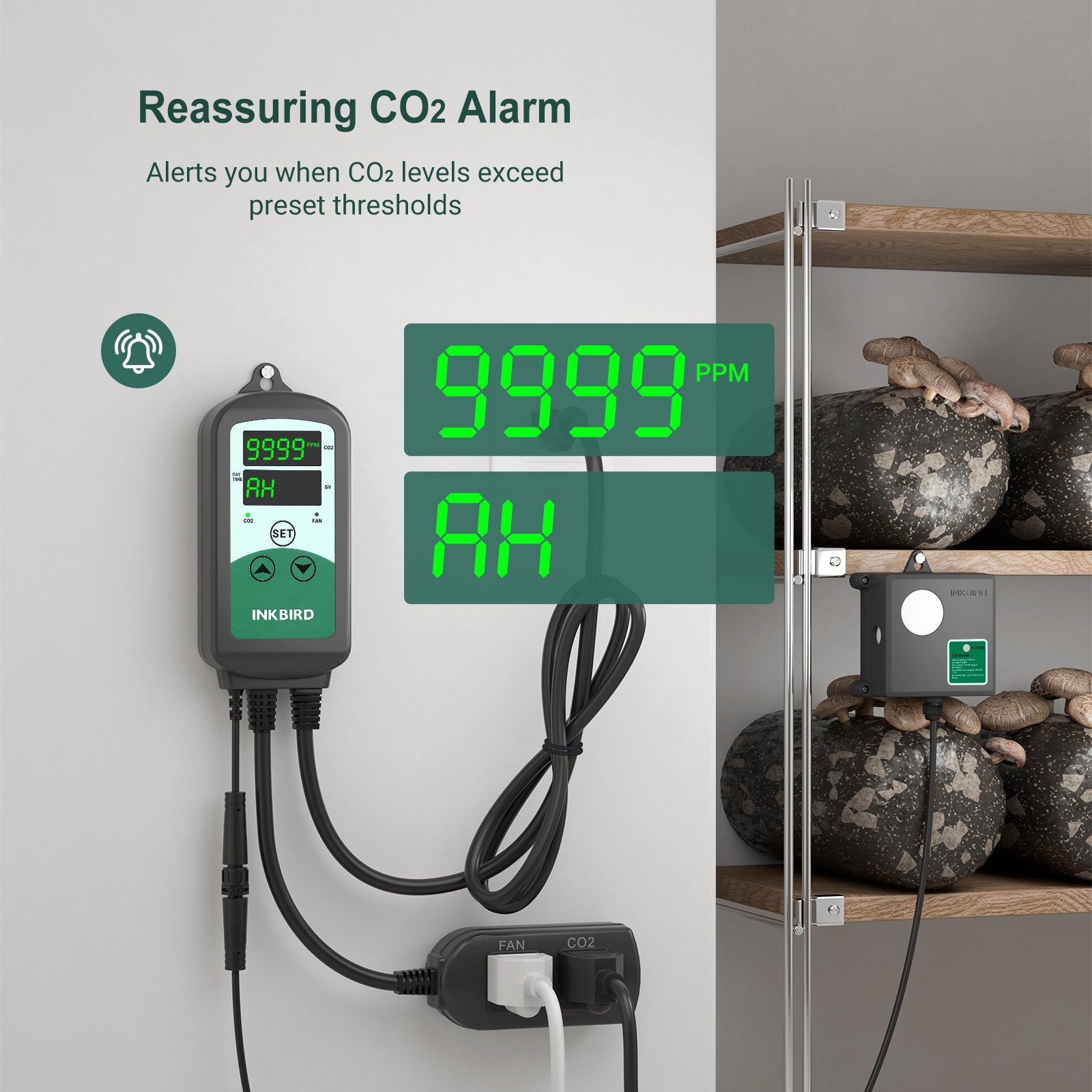 Programmable CO2 Controller with S01 Sensor ICC 510 - Smart Greenhouse & Indoor Grow Room Climate Control System