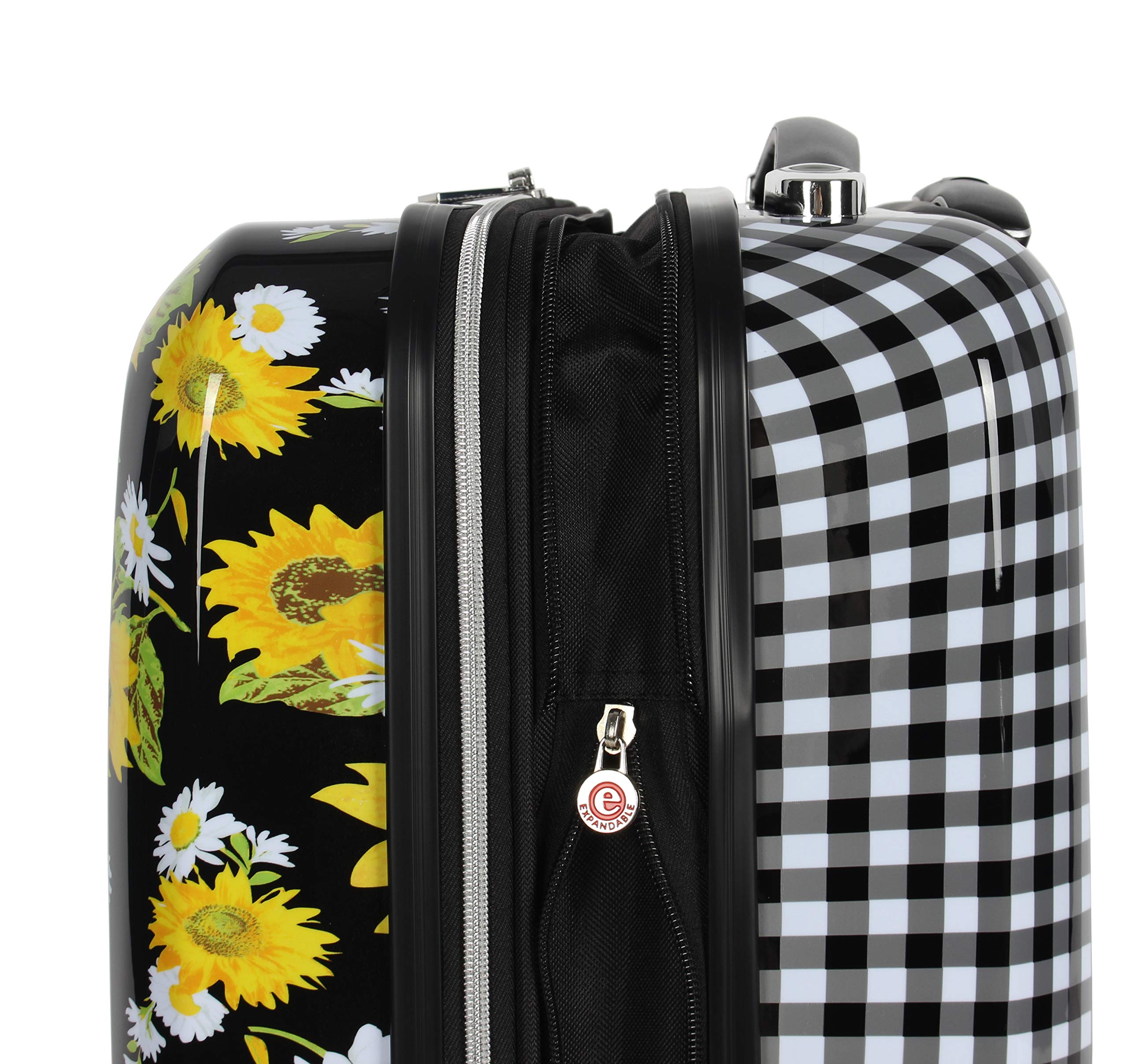 Betsey Johnson 30 Inch Checked Luggage - Expandable Scratch Resistant ABS+PC Hardside Suitcase - Lightweight Designer Spinner Wheel Luggage for Women - Perfect for Air Travel & Vacation Getaways