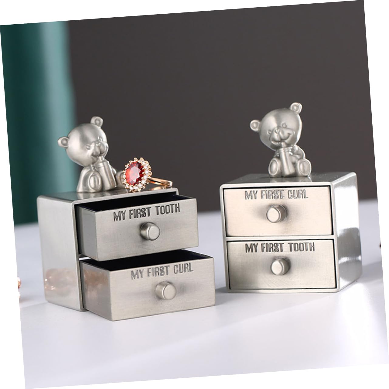 VICASKY Metal Tooth Keepsake Box - Small Decorative Jewelry Storage Container for Baby Teeth, Boys & Girls - Perfect for First Tooth Keepsake, Memory Box & Gift Idea