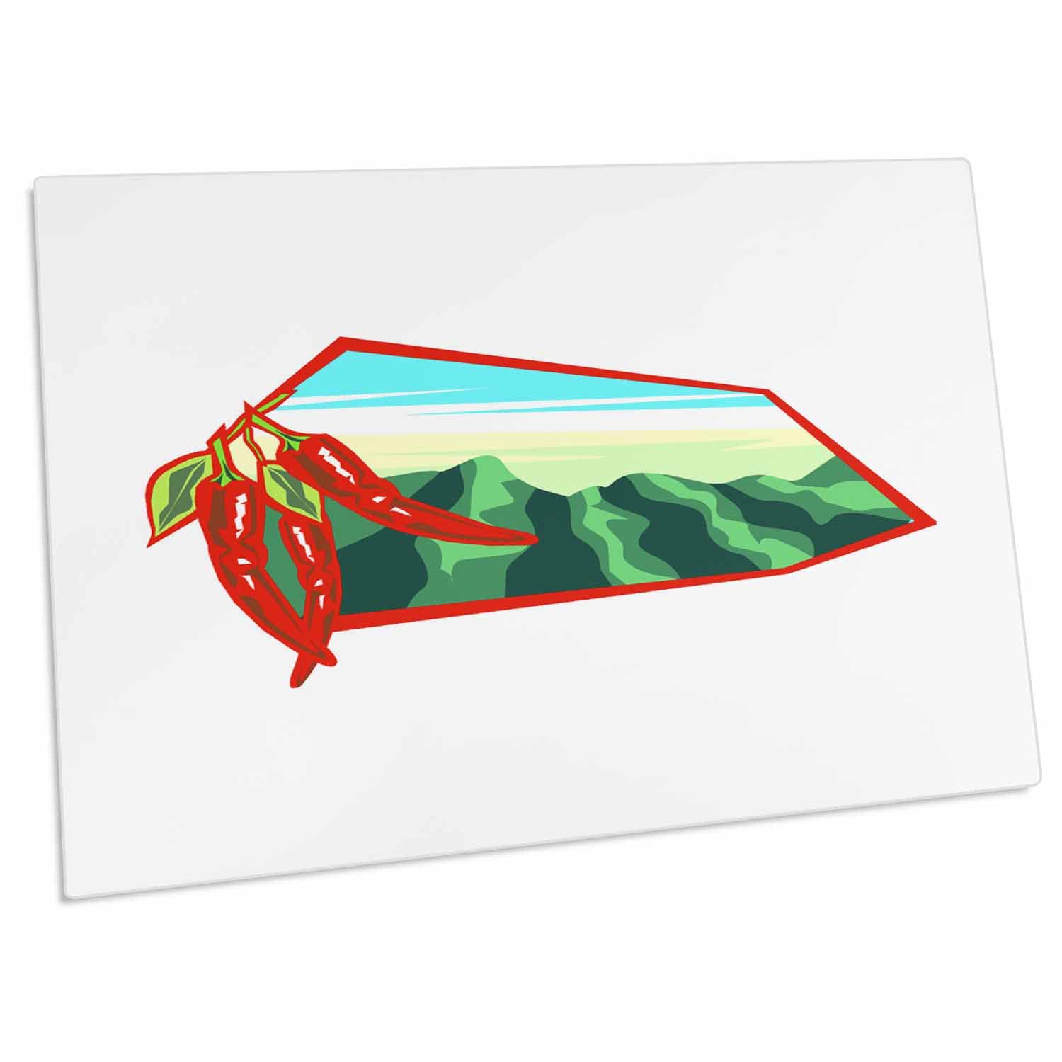 3D Rose Chilis with Mountain Range Behind - Non-Slip Desk Pad & Place Mats Set (dpd-175563-1) for Home Kitchen Dining & Office Workspace Decor