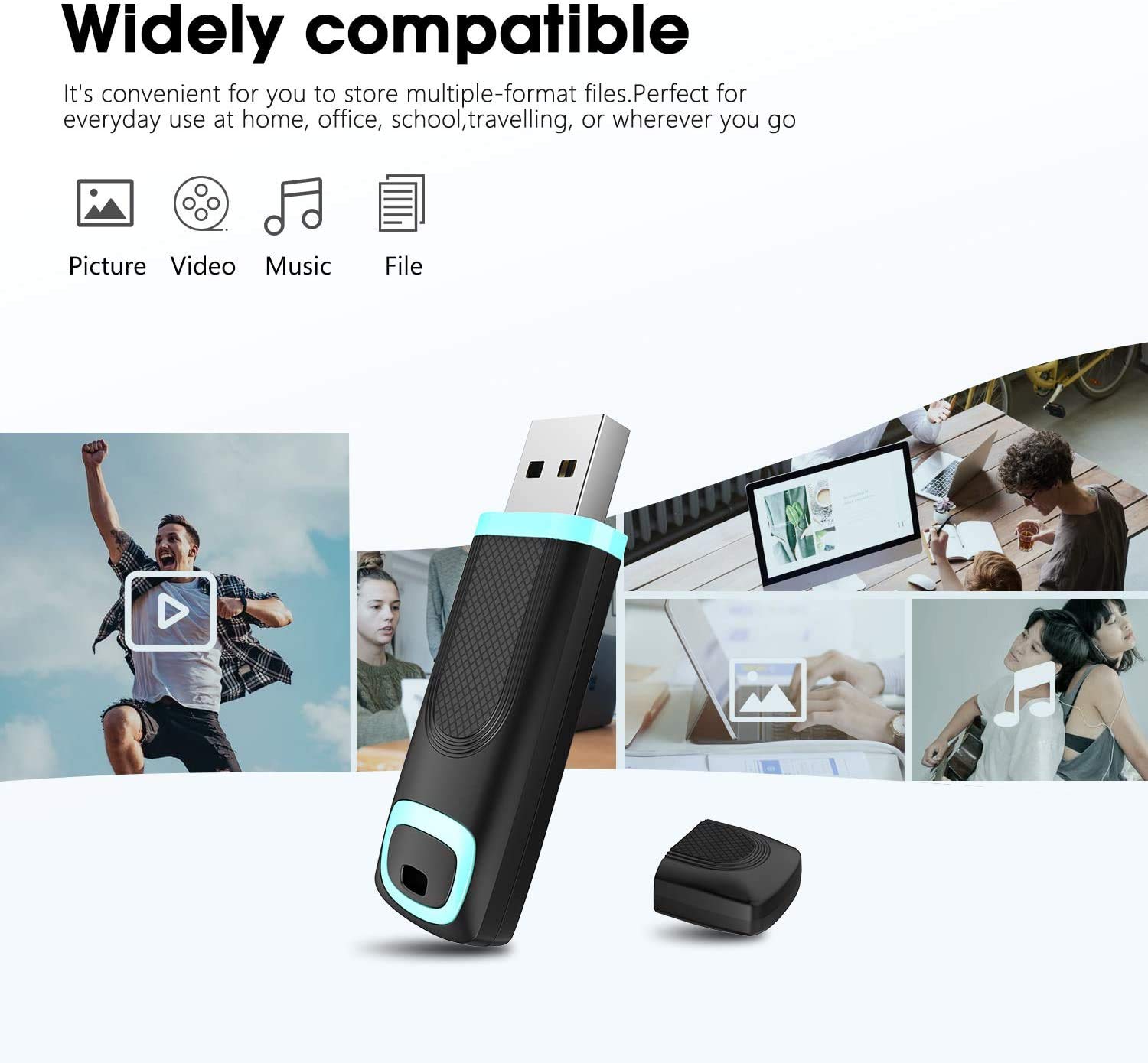 Vansuny 256GB USB 3.0 Flash Drive with LED Indicator & Protective Cap - High-Speed Thumb Drive for PC, Laptop, Notebook - Perfect for Data Storage, File Transfer, and Backup (Black)