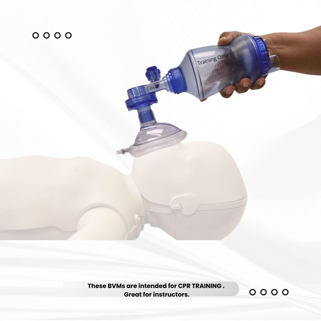 MCR Medical 4-Pack CPR Training Bag Valve Mask (BVM) for Infants - Includes Mesh Storage Bag - BVM-3021-004 - Ideal for EMT Training, First Aid Classes & Emergency Preparedness Kits