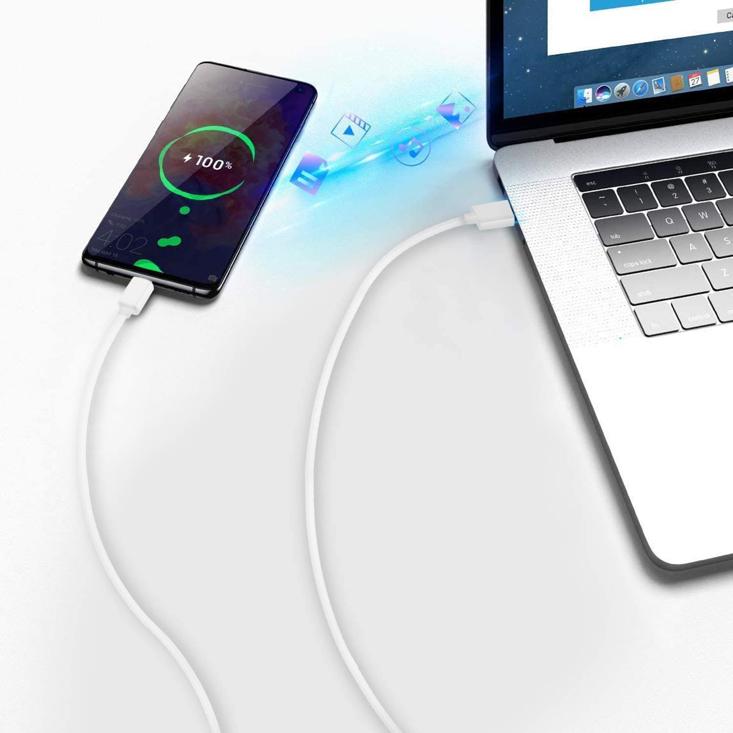 Premium White Micro USB Charging & Data Sync Cable for Amazon Kindle, Kobo E-Readers, Paperwhite, Fire HD (Pre-2021 Models) - Fast Charging & Reliable Data Transfer for eBook Readers & Tablets at Home, Office or Travel