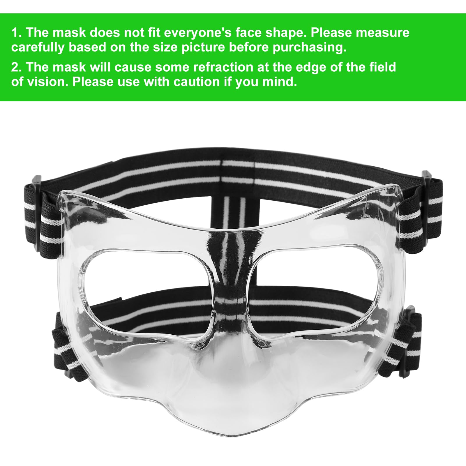 Adjustable Nose Guard for Broken Nose Protection - 5.9x3.74in White & Black Face Shield with Comfort Pads - Sports Training Face Mask for Basketball, Soccer, Baseball - Ideal for Injury Recovery & Contact Sports Safety