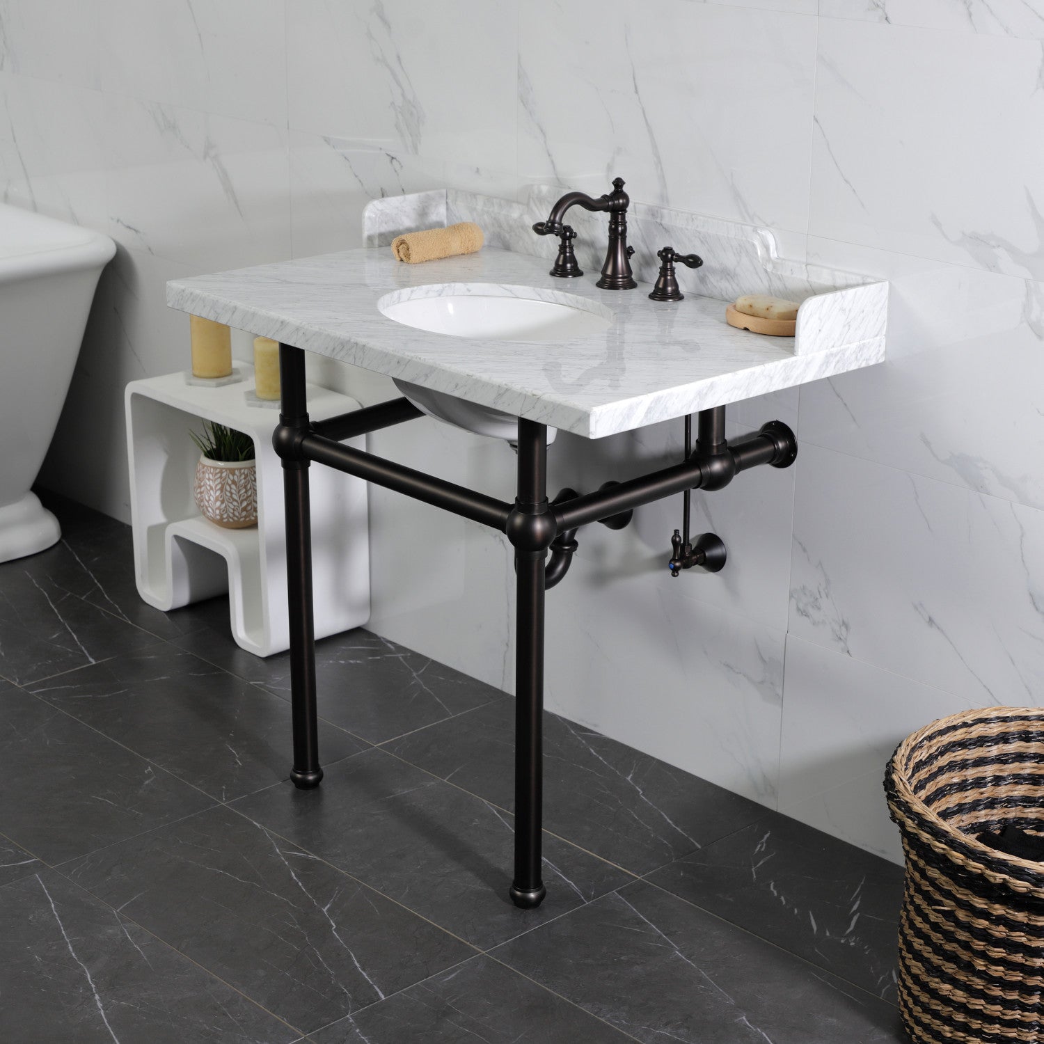 American Classic FSC1975ACL Oil Rubbed Bronze Widespread Bathroom Faucet - 3 Hole Deck Mount with 2 Handles & Pop Up Drain - Perfect for Bathroom Vanity and Powder Room Remodeling