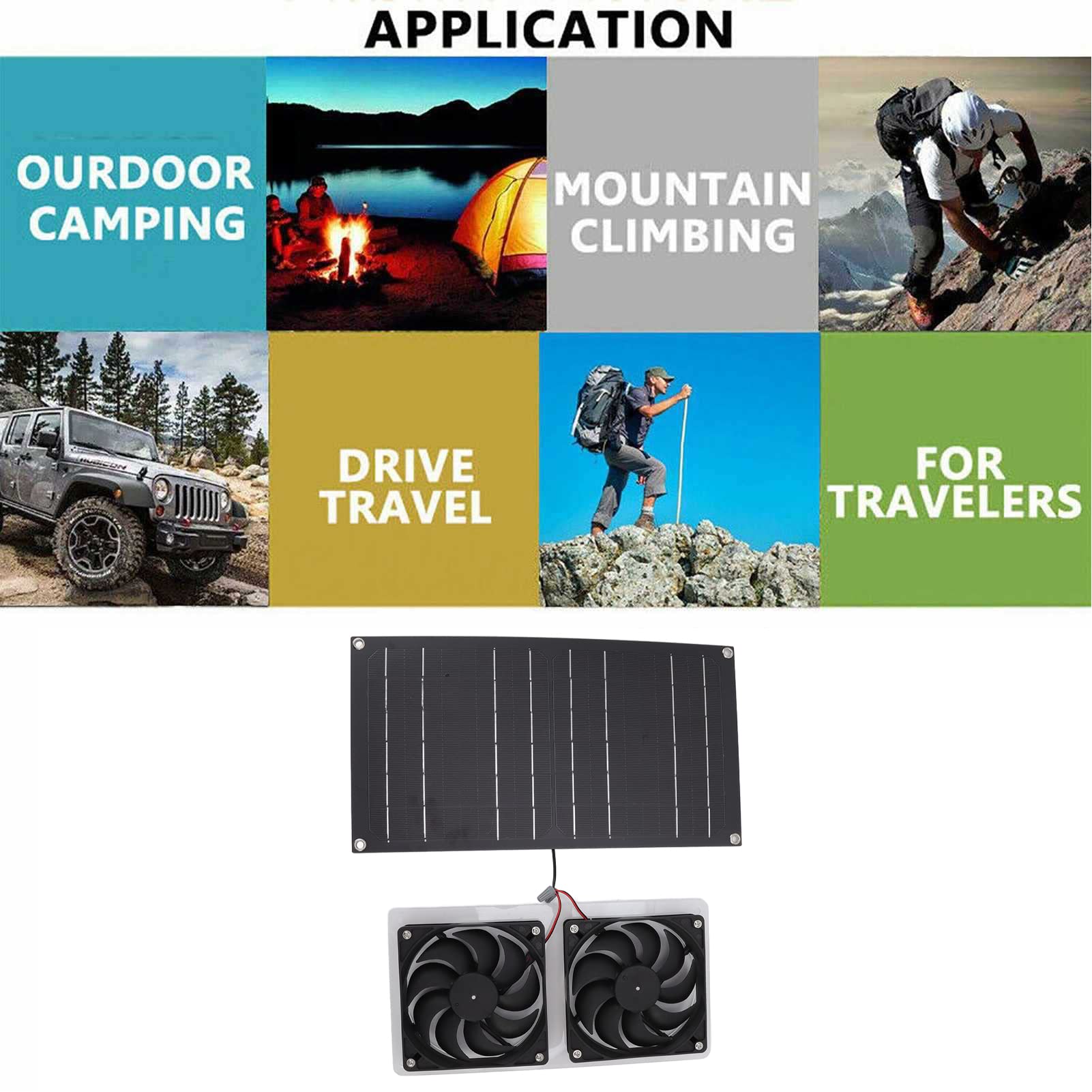 100W Solar Panel Powered Fan - IP67 Waterproof, Low Noise 12V Greenhouse Ventilator Kit with Dual Exhaust Fans | Solar Cooling & Ventilation Fan for Chicken Coops, Pet Houses, Dog Sheds & Greenhouses | Outdoor, RV, Camping & Off-Grid Use