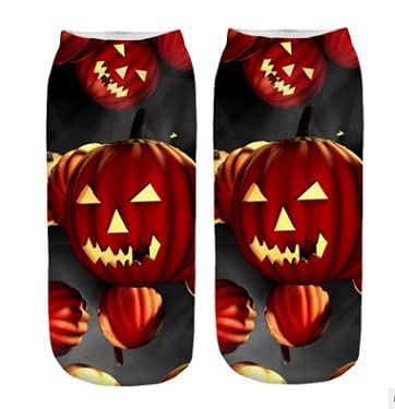 Halloween Unisex Socks - Pumpkin Printed Cute Vintage Sports Socks for Women & Men - Comfortable Casual Medium Socks for Halloween Costumes, Parties and Everyday Wear