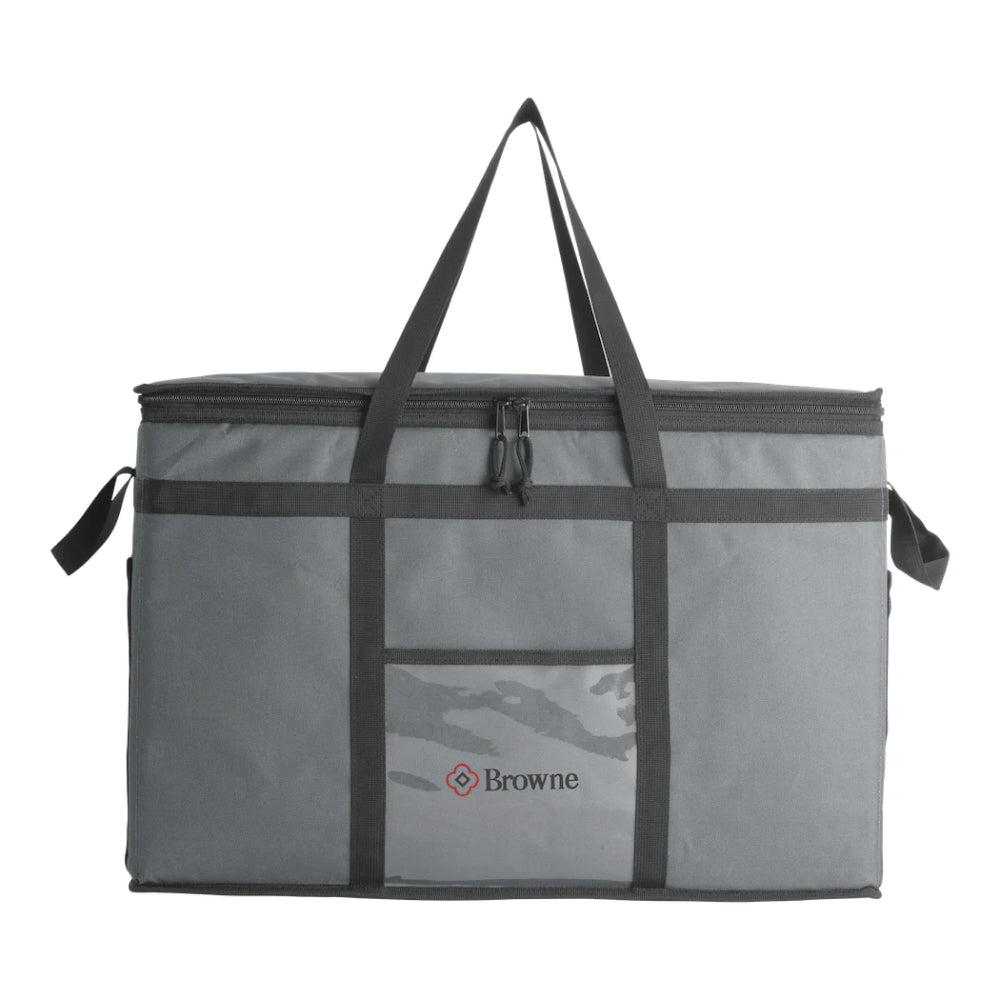 Browne 575389 Insulated Delivery Bag 23x15x14 Inches - Grey | Keep Food Hot or Cold | Perfect for Meal Delivery, Groceries & Catering